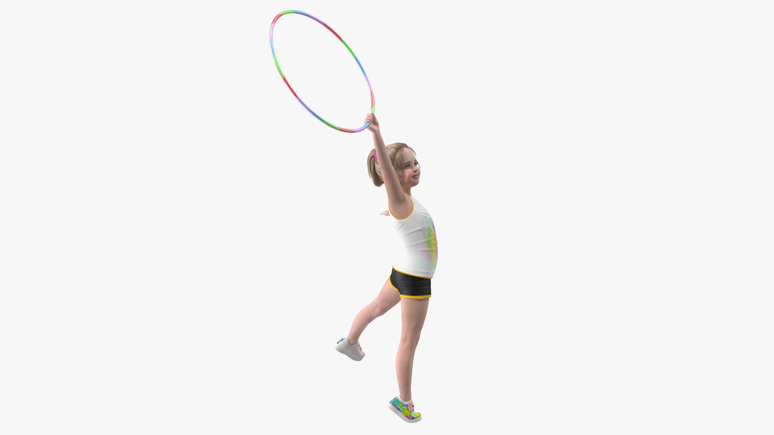3D Sport Style Girl Child with Hoop Rigged for Cinema 4D model