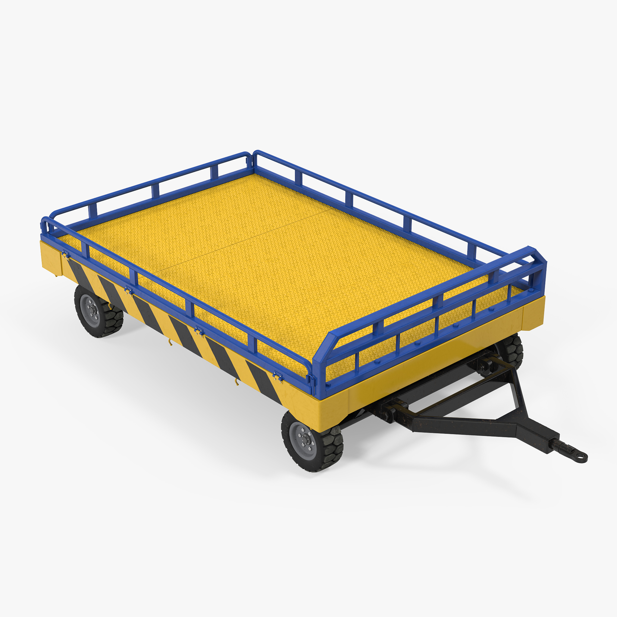 Airport Transport Trailer Low Bed Platform 3D Model, view 3
