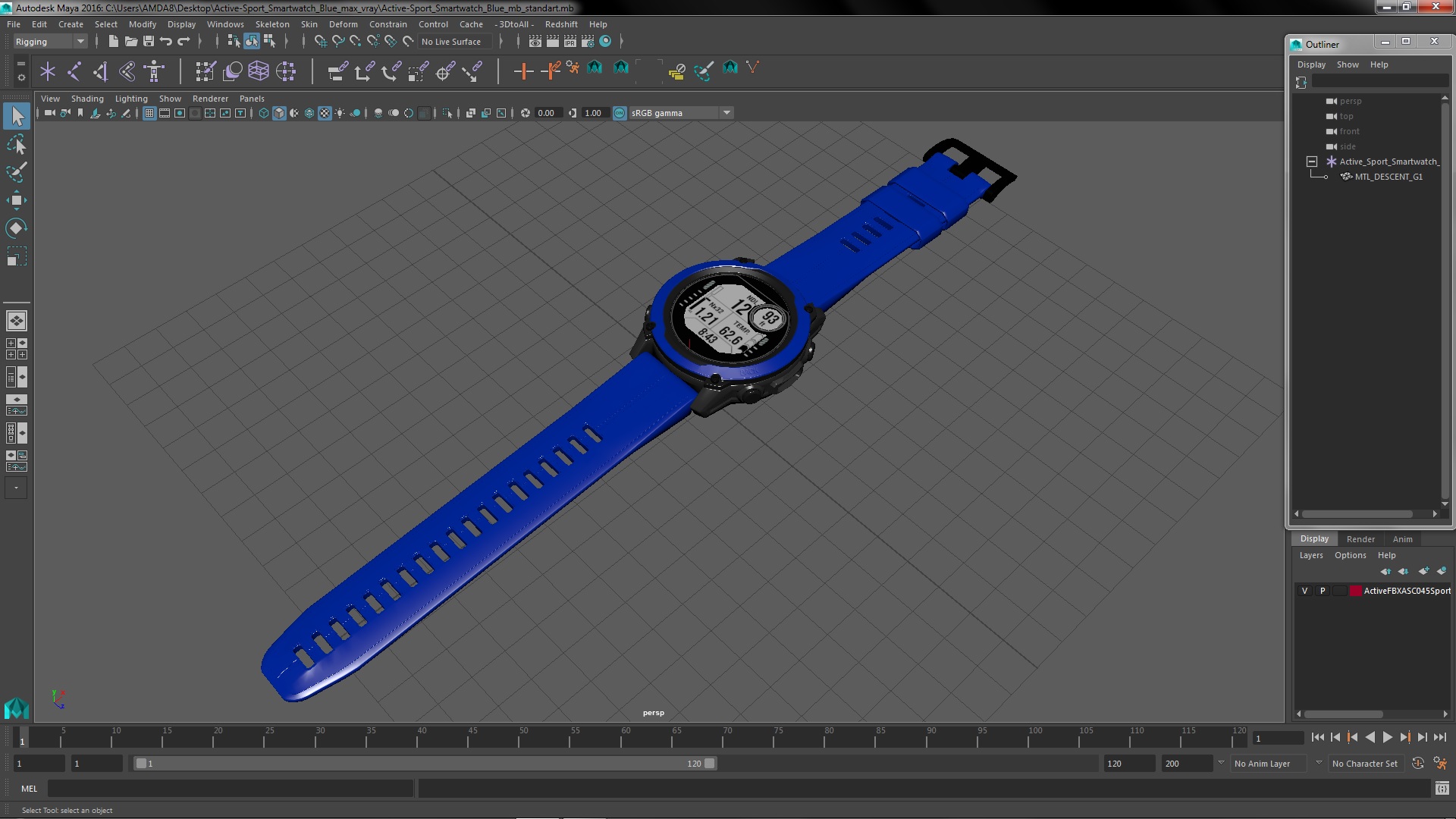 3D Active-Sport Smartwatch Blue model
