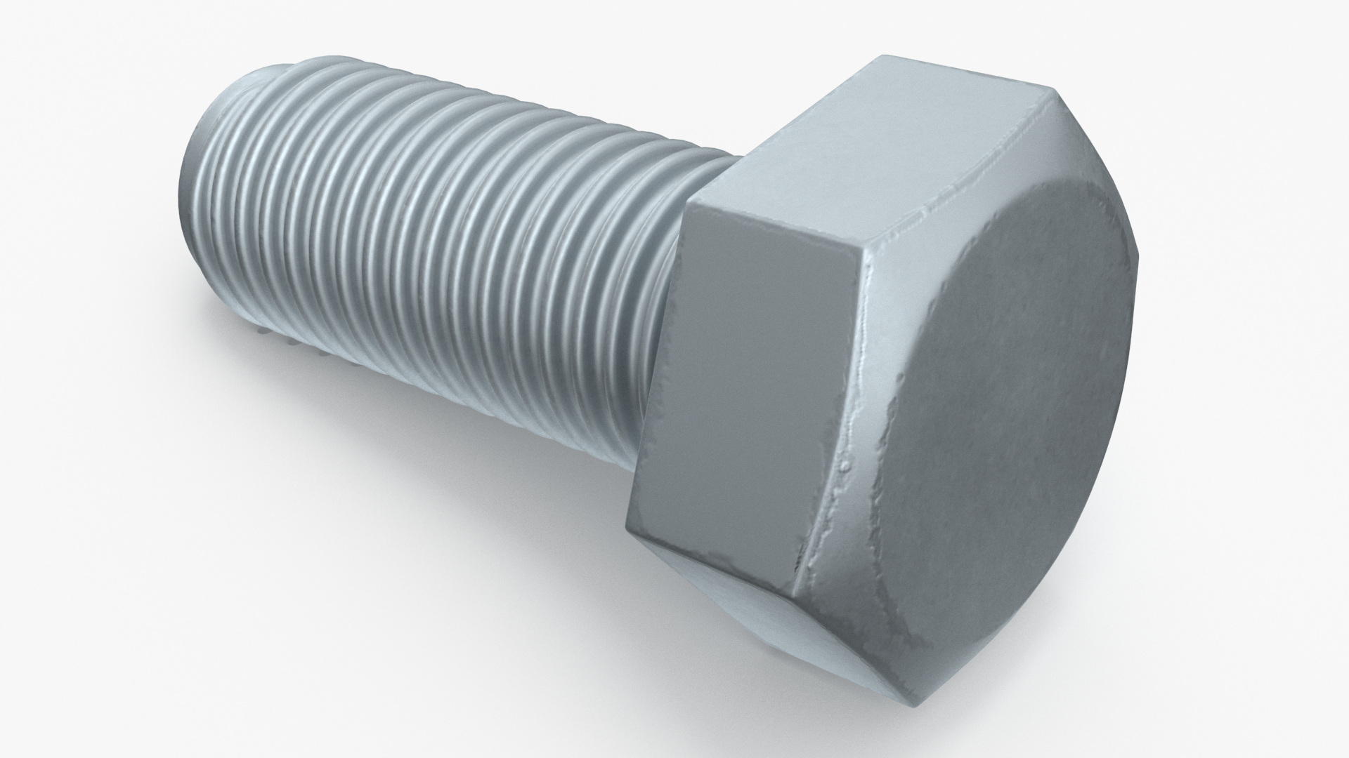 3D Galvanized Steel Nut and Bolt Set model