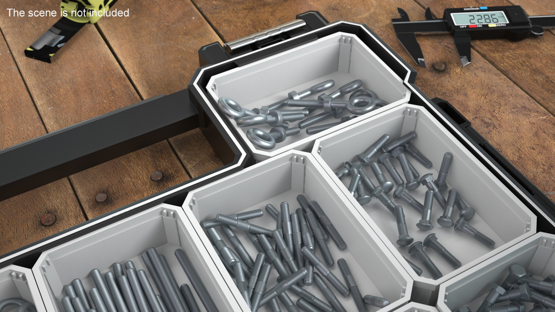 3D Galvanized Steel Nut and Bolt Set model