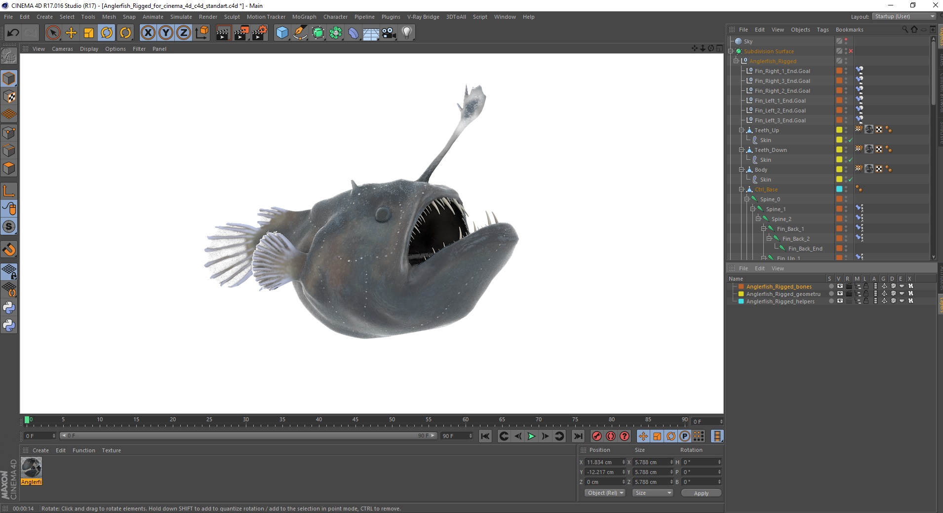 3D Anglerfish Rigged for Cinema 4D