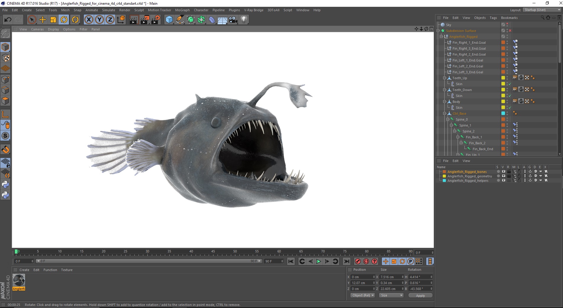3D Anglerfish Rigged for Cinema 4D