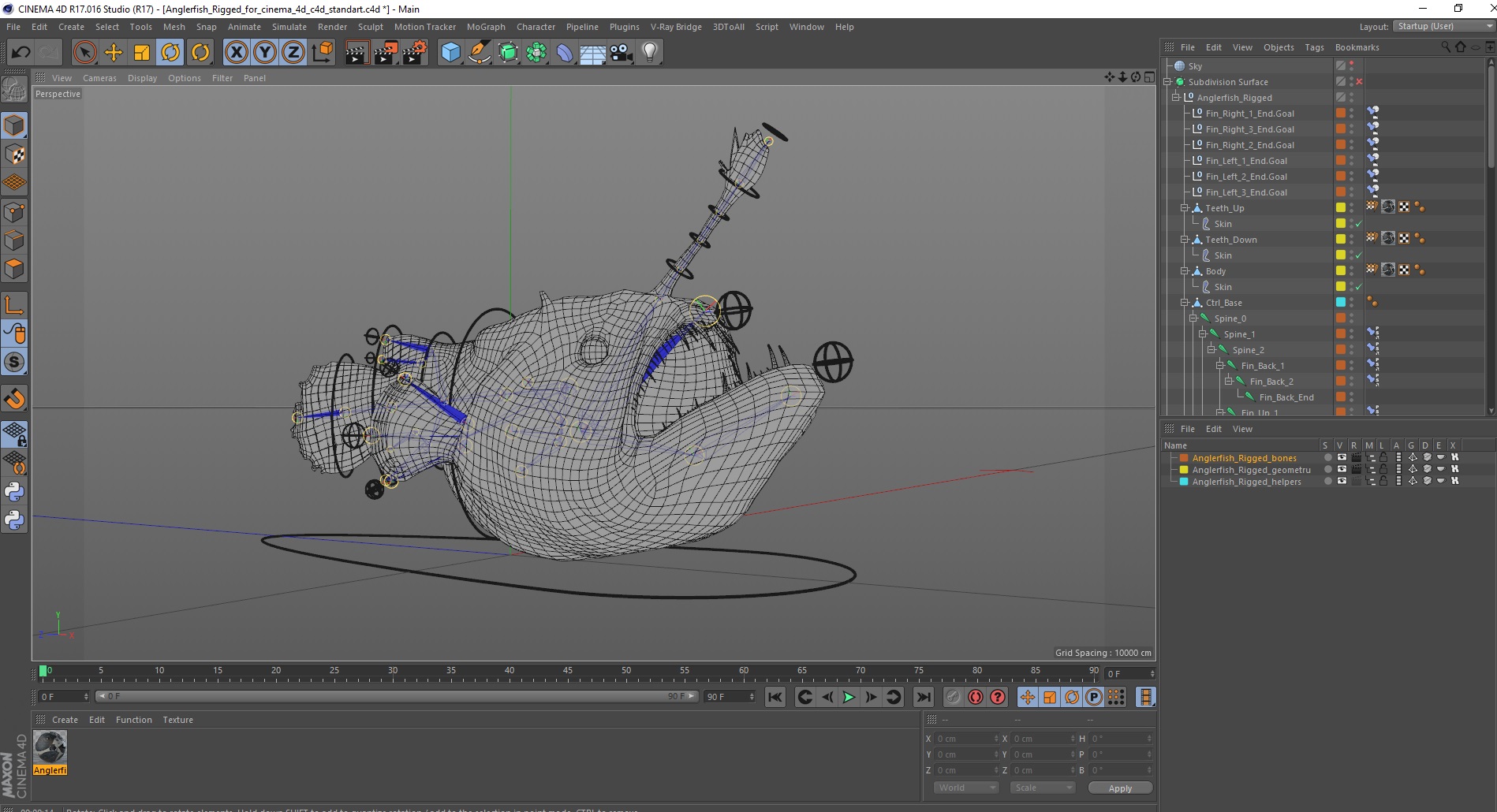 3D Anglerfish Rigged for Cinema 4D