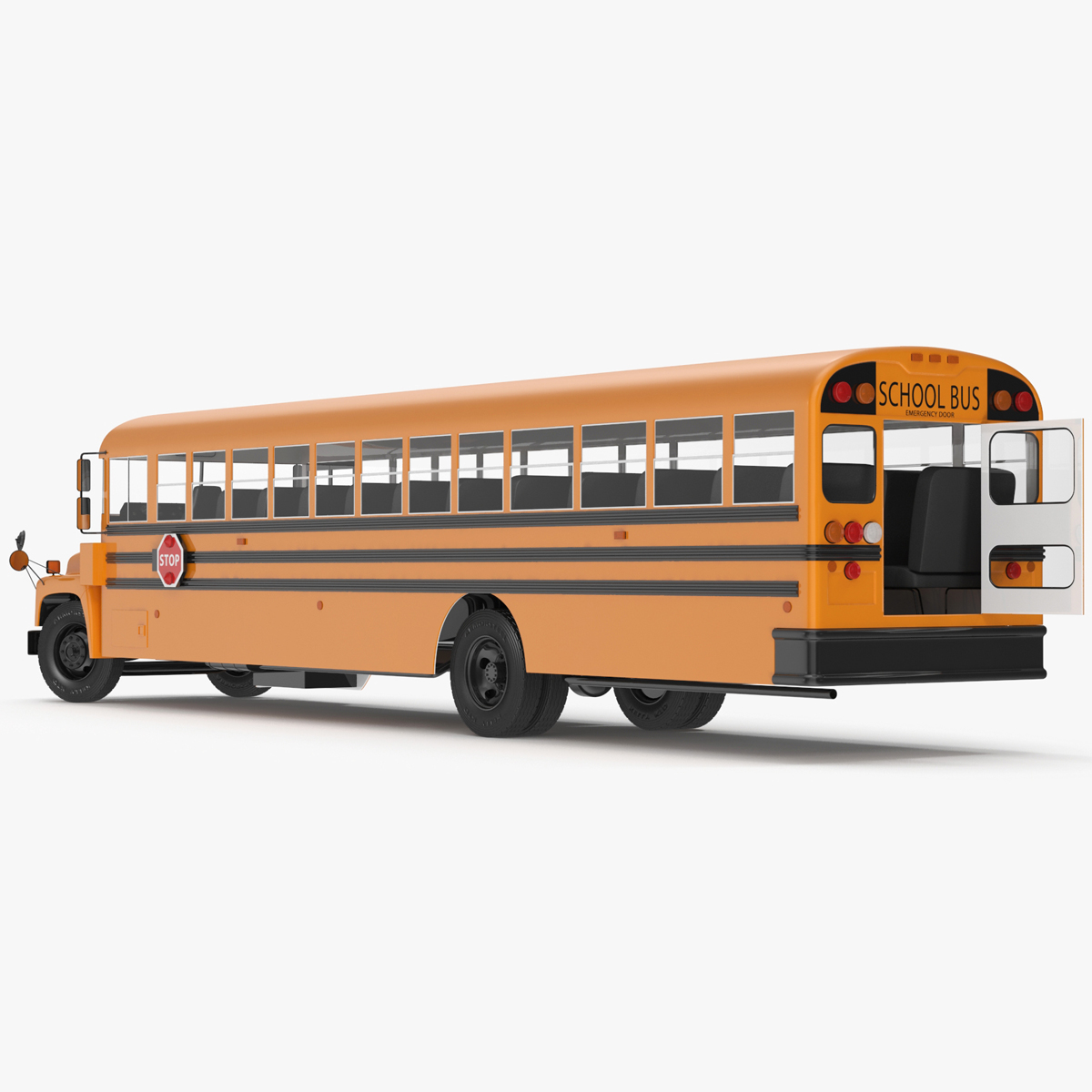 3D model Old School Bus Rigged for Cinema 4D