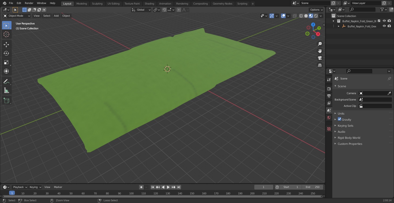 Buffet Napkin Fold Green 3D model