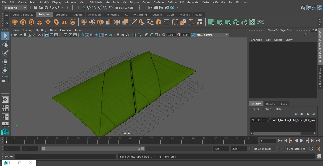 Buffet Napkin Fold Green 3D model