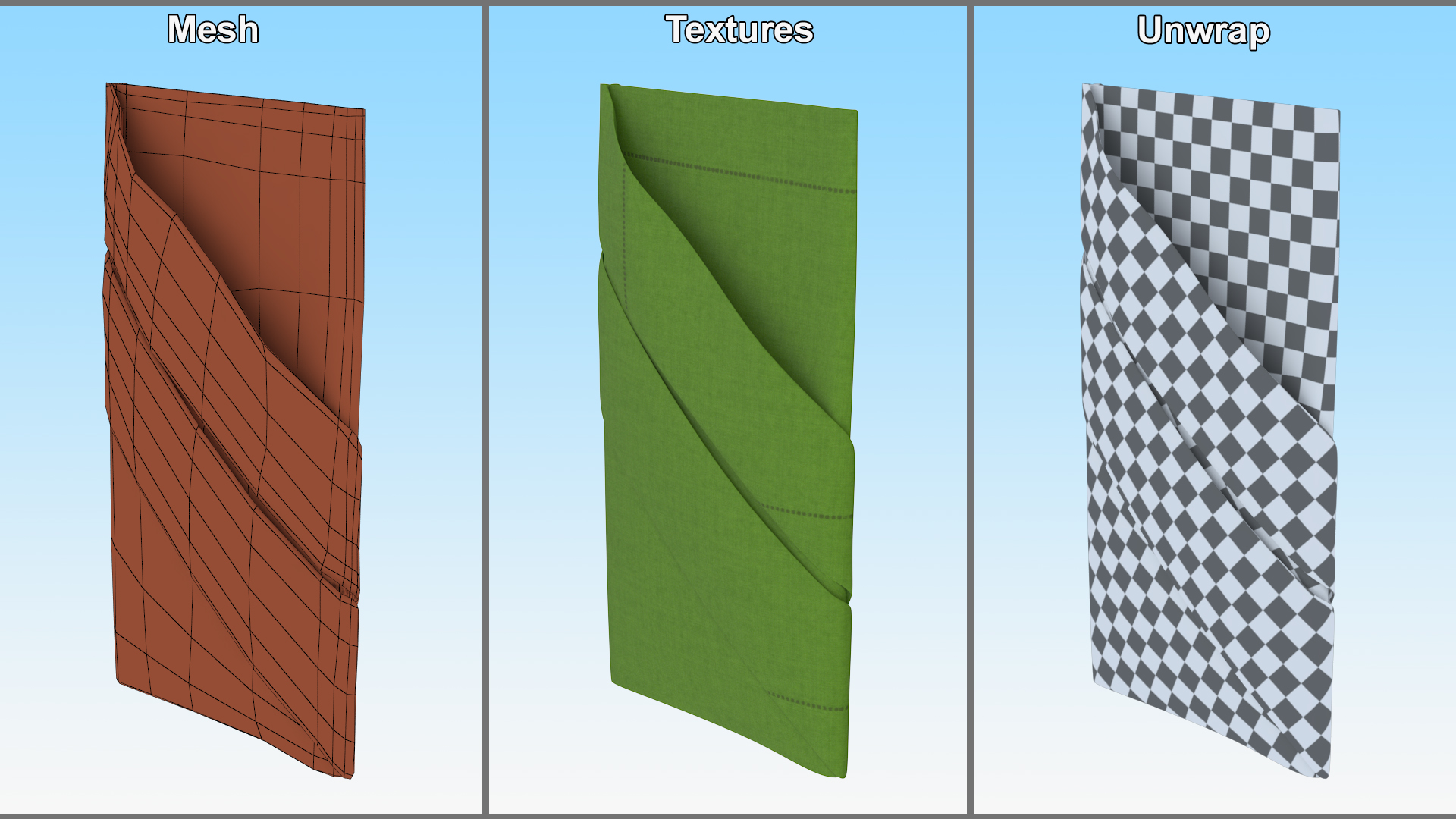 Buffet Napkin Fold Green 3D model