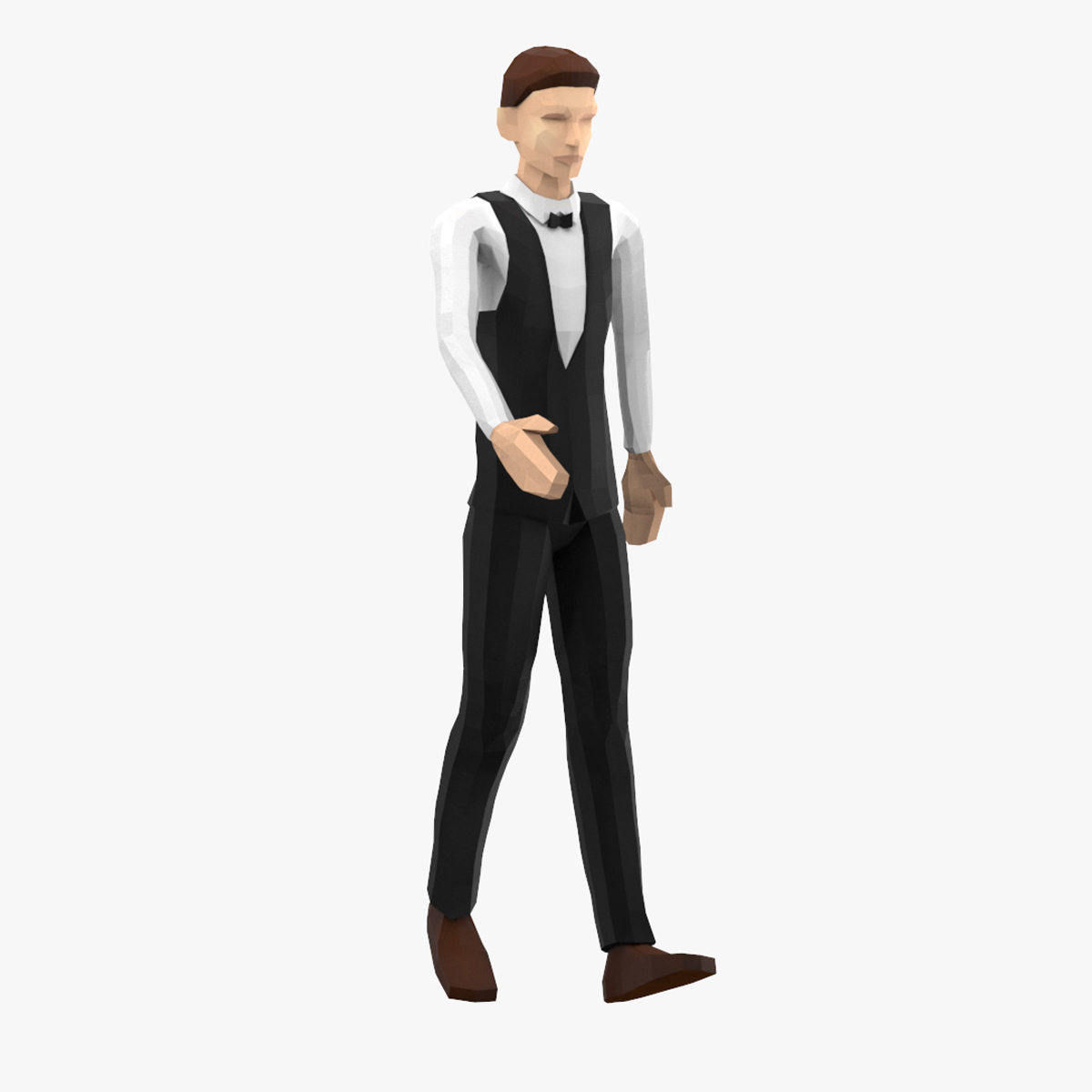 3D Waiter Low Poly Rigged for Cinema 4D