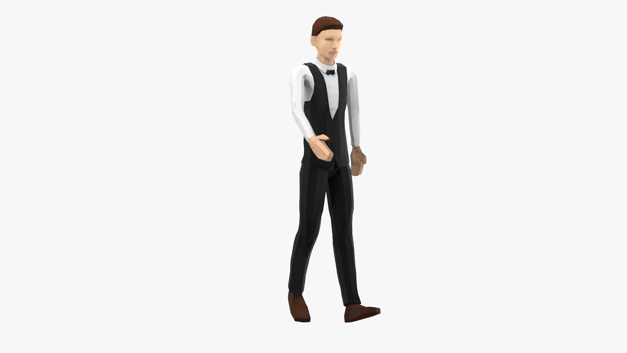 3D Waiter Low Poly Rigged for Cinema 4D
