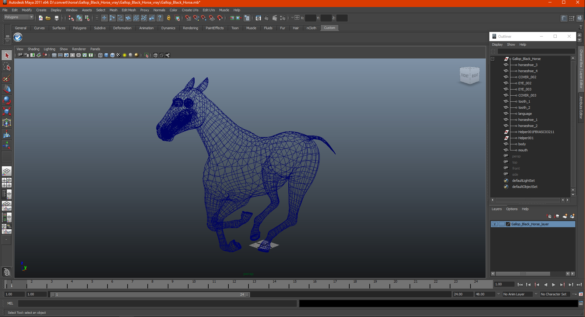 3D Gallop Black Horse model