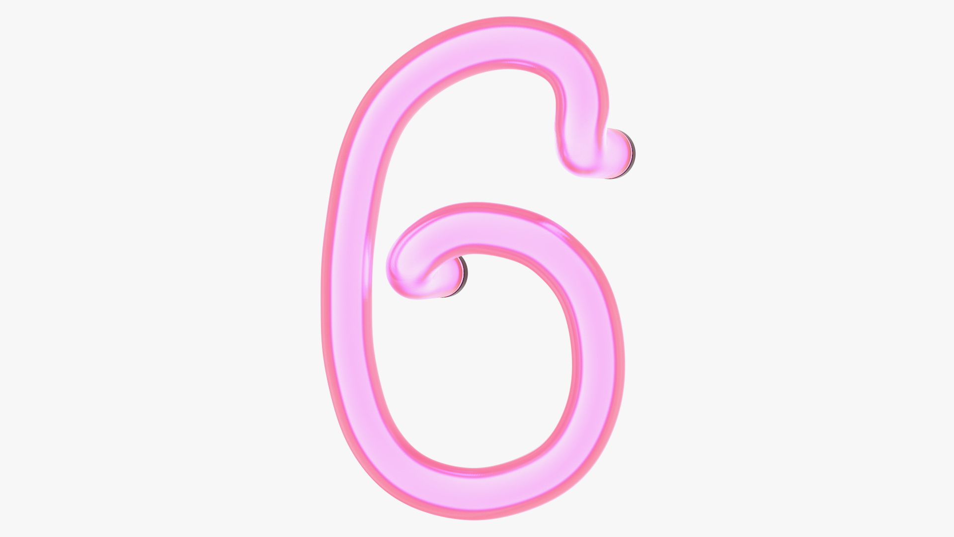 3D Glowing Neon Tube Light Digit 6