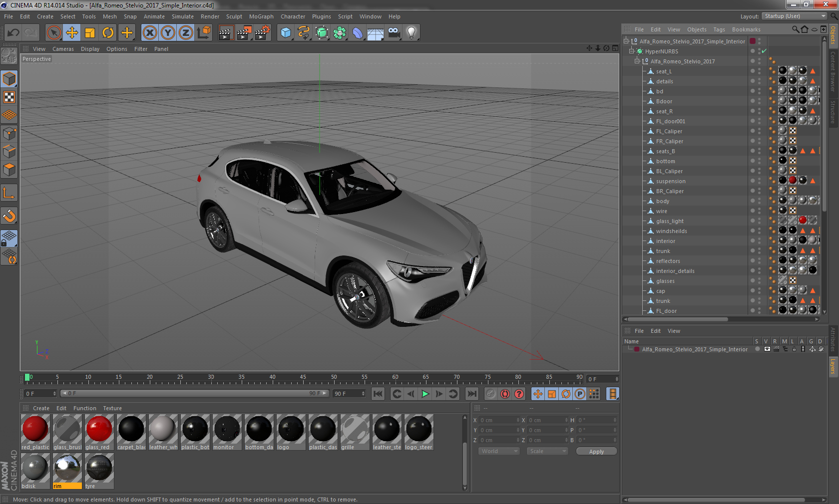Alfa Romeo Stelvio 2017 Simple Interior 3D model
