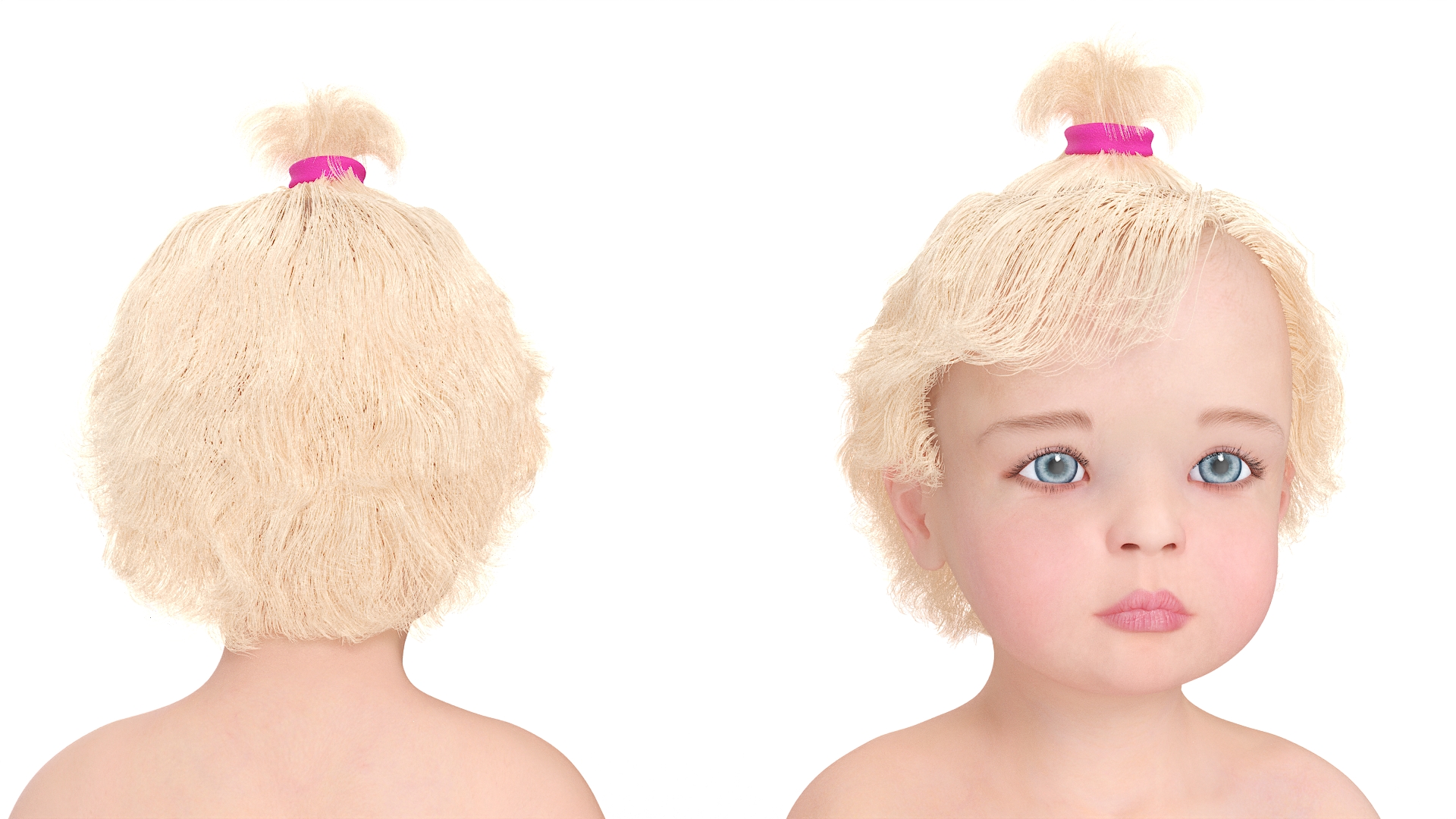 3D Baby Girl Wearing Diaper A-Pose