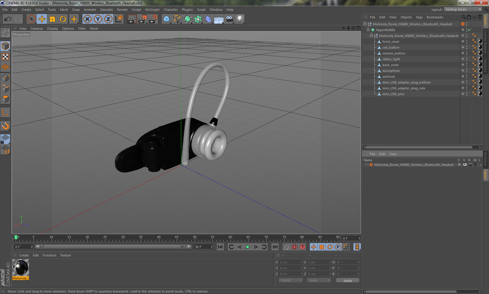 3D Motorola Boom HX600 Wireless Bluetooth Headset