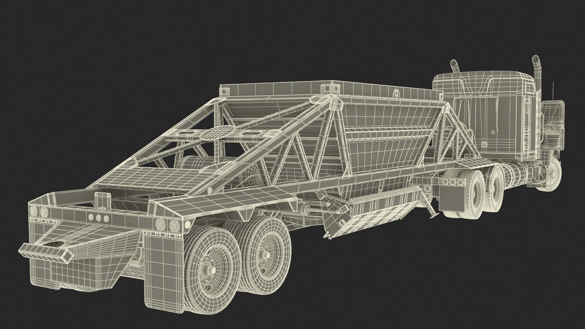 Mack CHU613 Truck with Manac Belly Dump Trailer Rigged 3D model