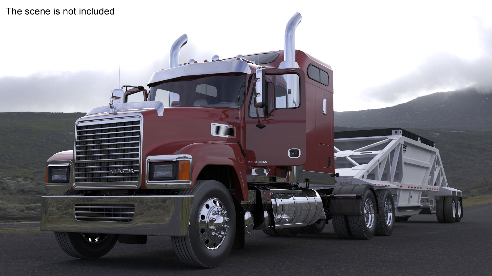 Mack CHU613 Truck with Manac Belly Dump Trailer Rigged 3D model