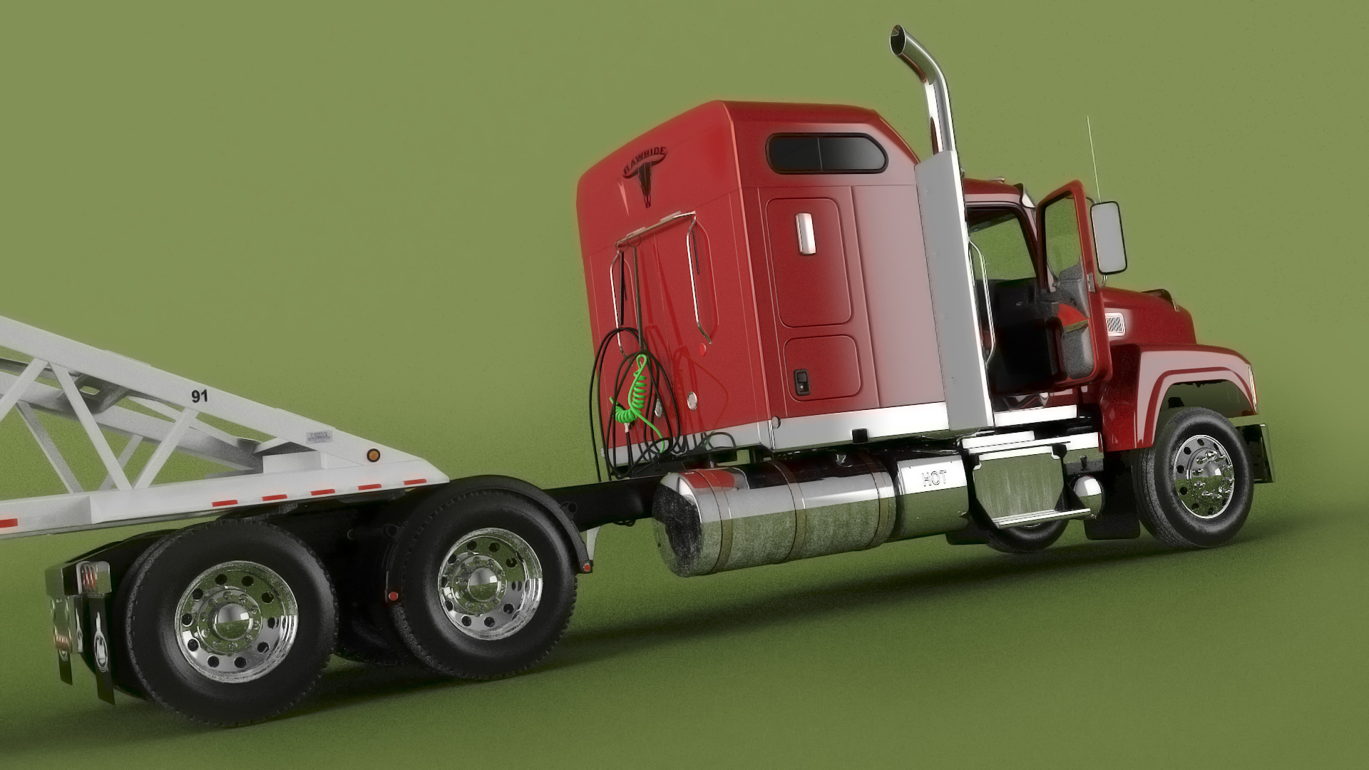 Mack CHU613 Truck with Manac Belly Dump Trailer Rigged 3D model