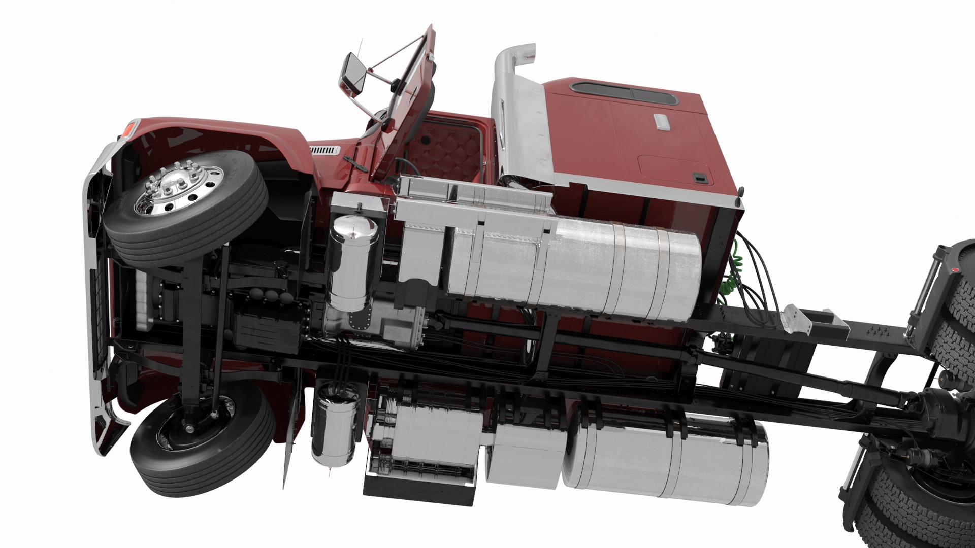 Mack CHU613 Truck with Manac Belly Dump Trailer Rigged 3D model