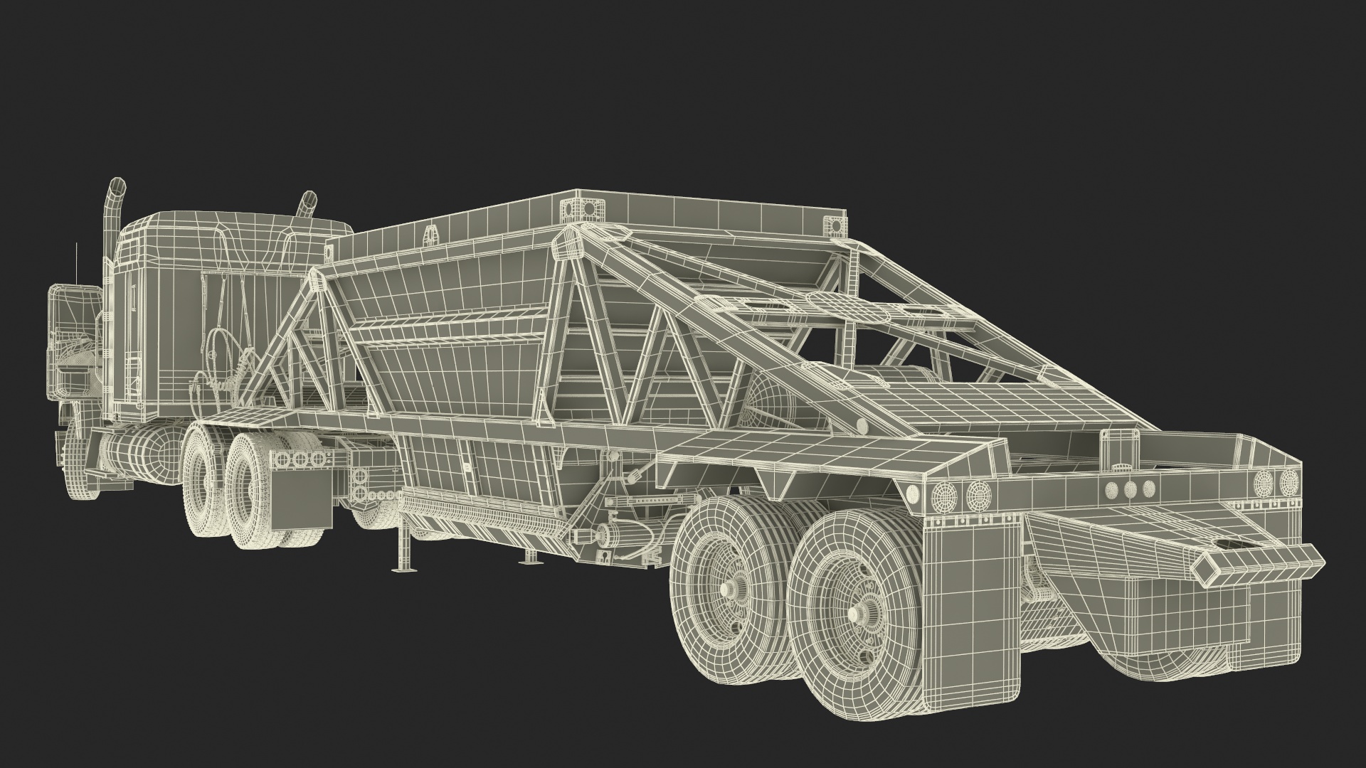 Mack CHU613 Truck with Manac Belly Dump Trailer Rigged 3D model