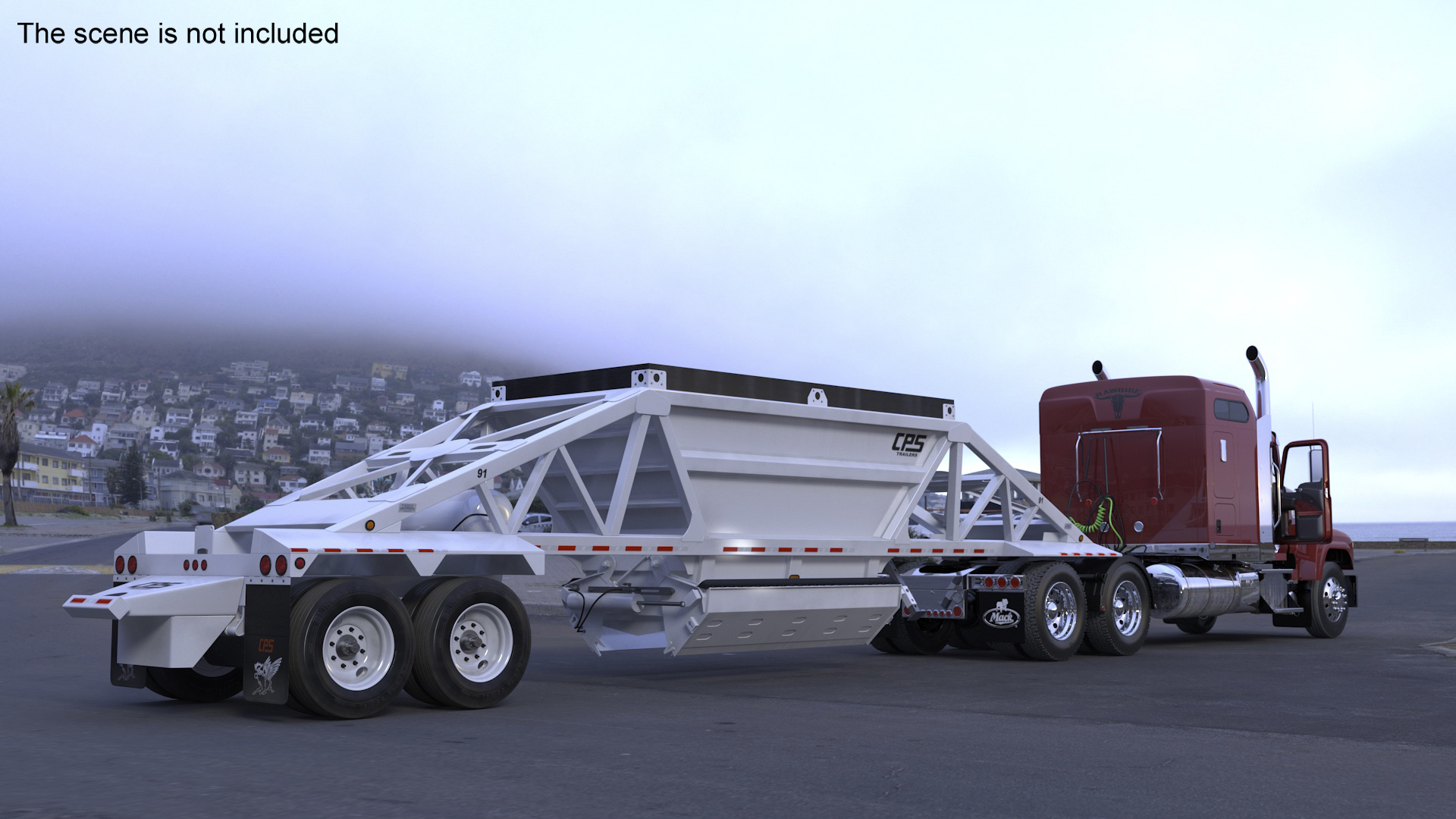 Mack CHU613 Truck with Manac Belly Dump Trailer Rigged 3D model