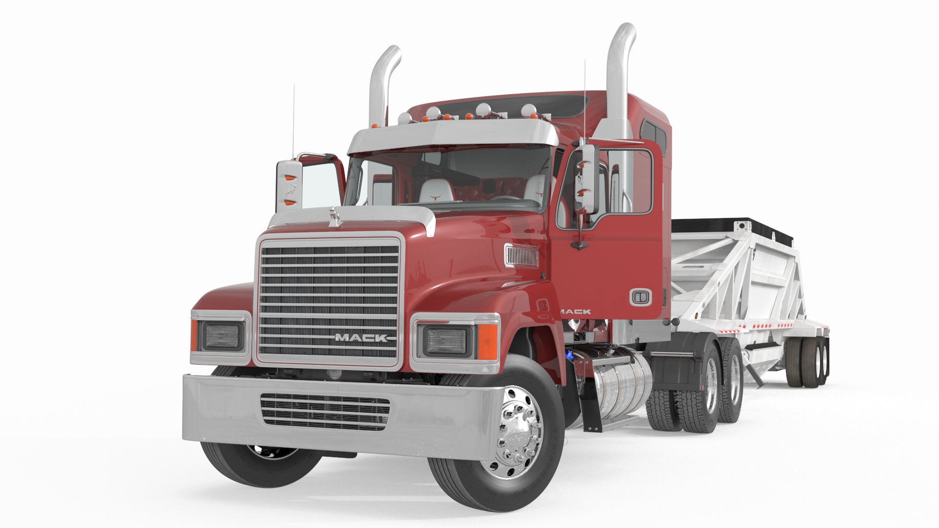 Mack CHU613 Truck with Manac Belly Dump Trailer Rigged 3D model
