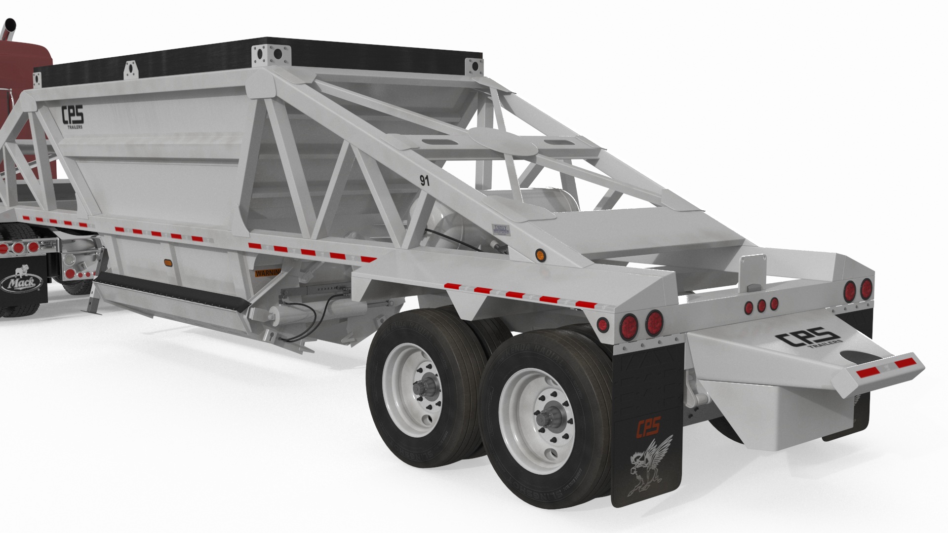 Mack CHU613 Truck with Manac Belly Dump Trailer Rigged 3D model