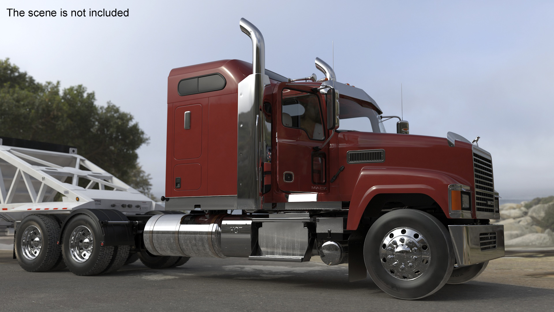 Mack CHU613 Truck with Manac Belly Dump Trailer Rigged 3D model
