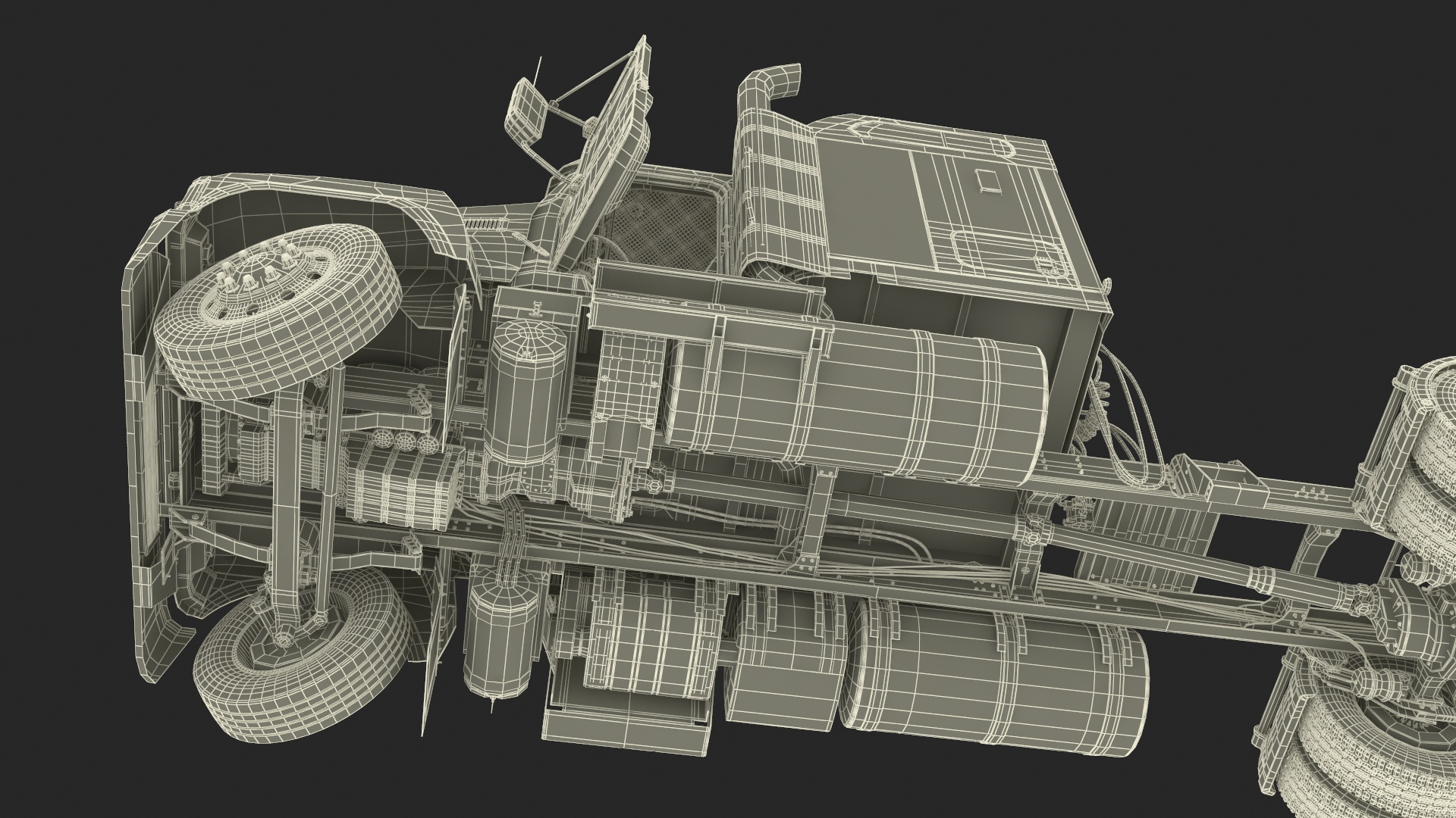 Mack CHU613 Truck with Manac Belly Dump Trailer Rigged 3D model