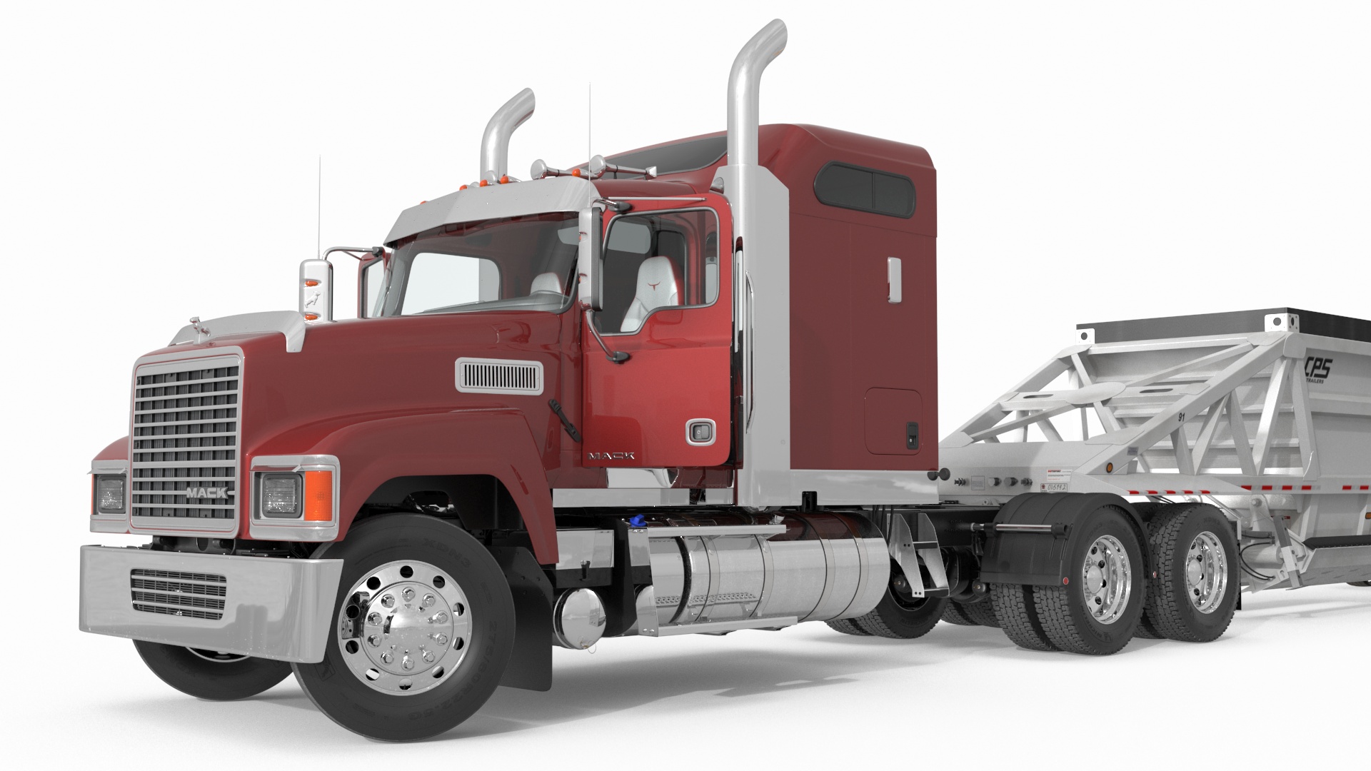 Mack CHU613 Truck with Manac Belly Dump Trailer Rigged 3D model