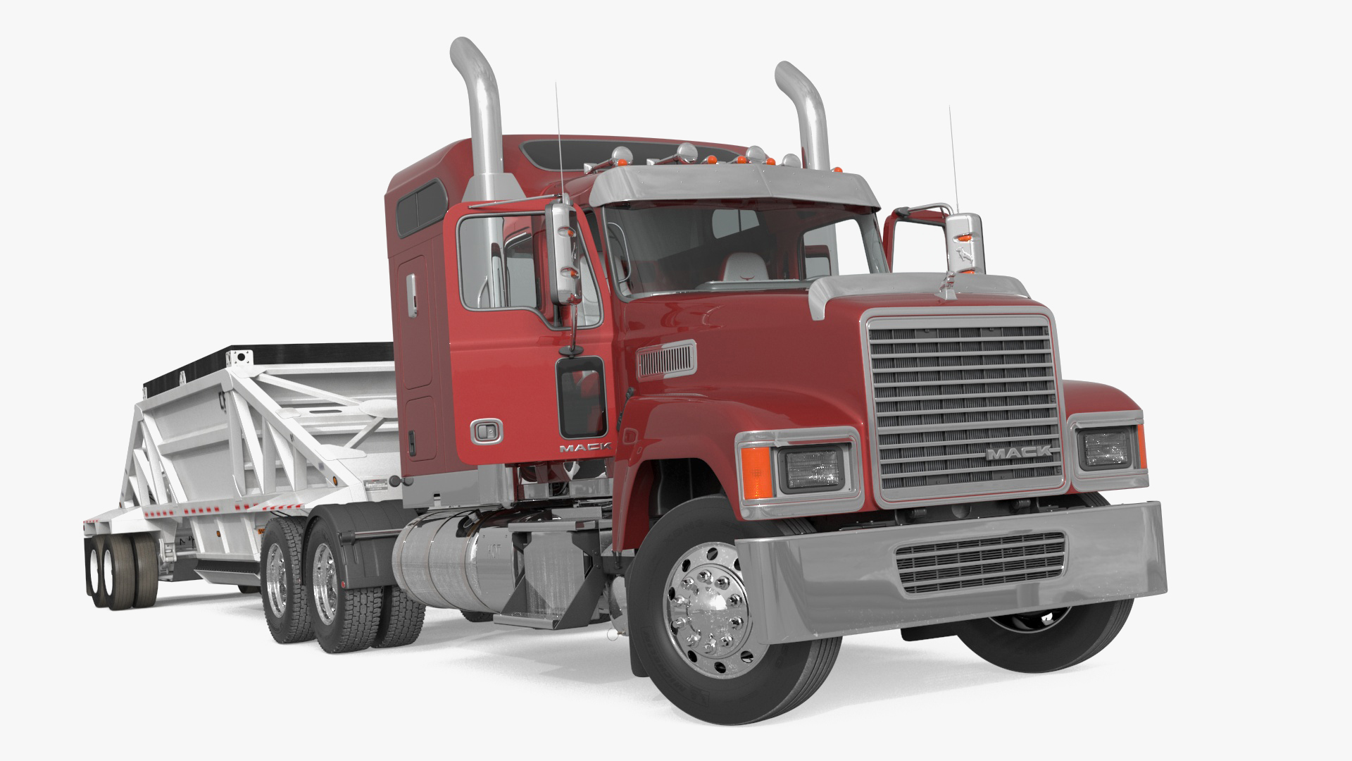 Mack CHU613 Truck with Manac Belly Dump Trailer Rigged 3D model