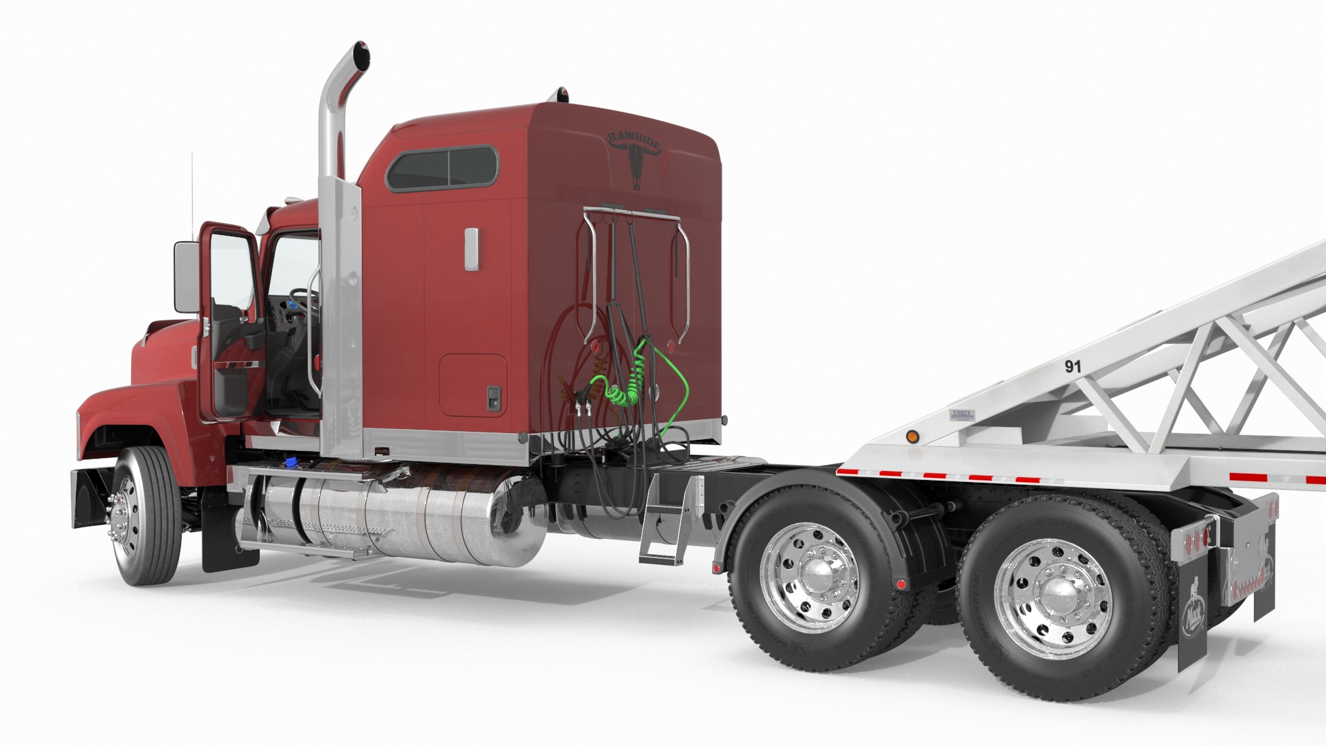 Mack CHU613 Truck with Manac Belly Dump Trailer Rigged 3D model