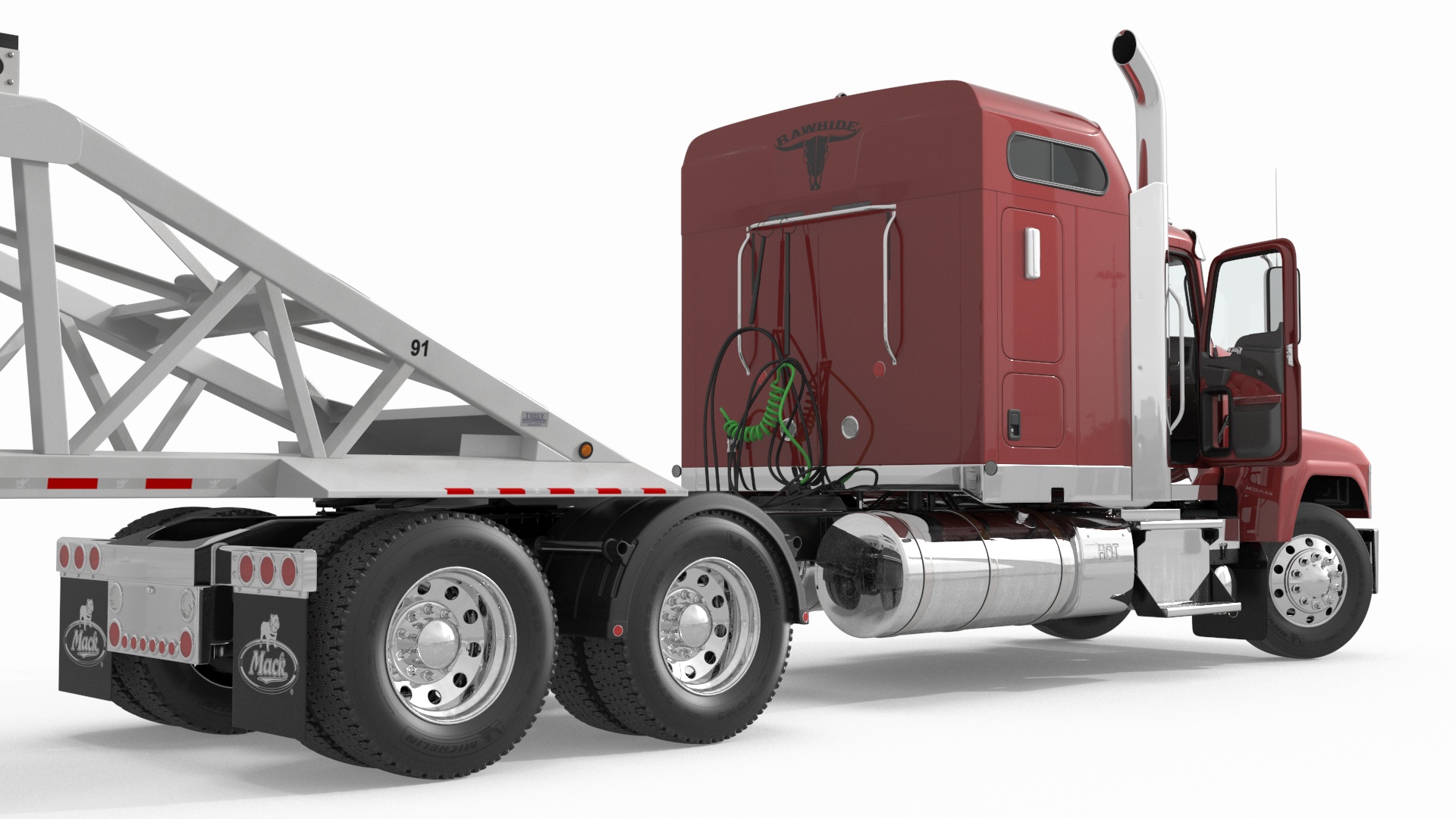 Mack CHU613 Truck with Manac Belly Dump Trailer Rigged 3D model