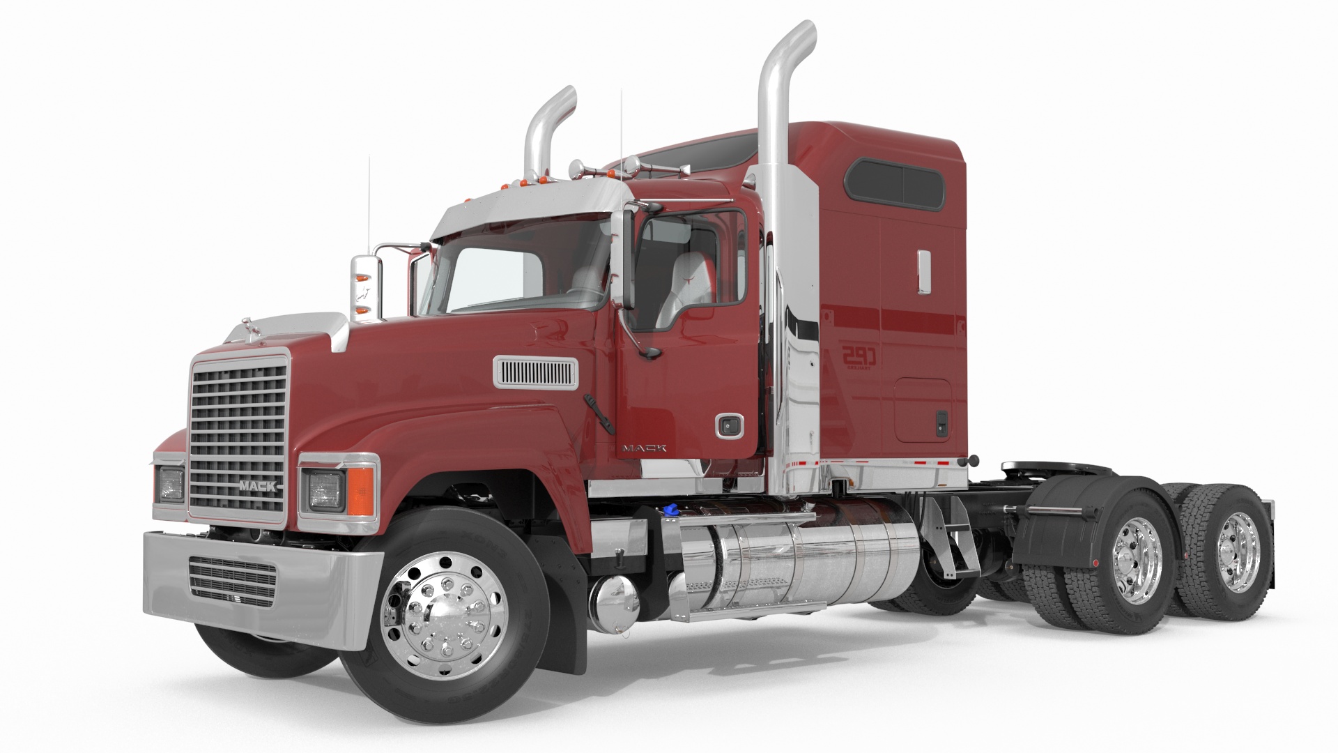 Mack CHU613 Truck with Manac Belly Dump Trailer Rigged 3D model