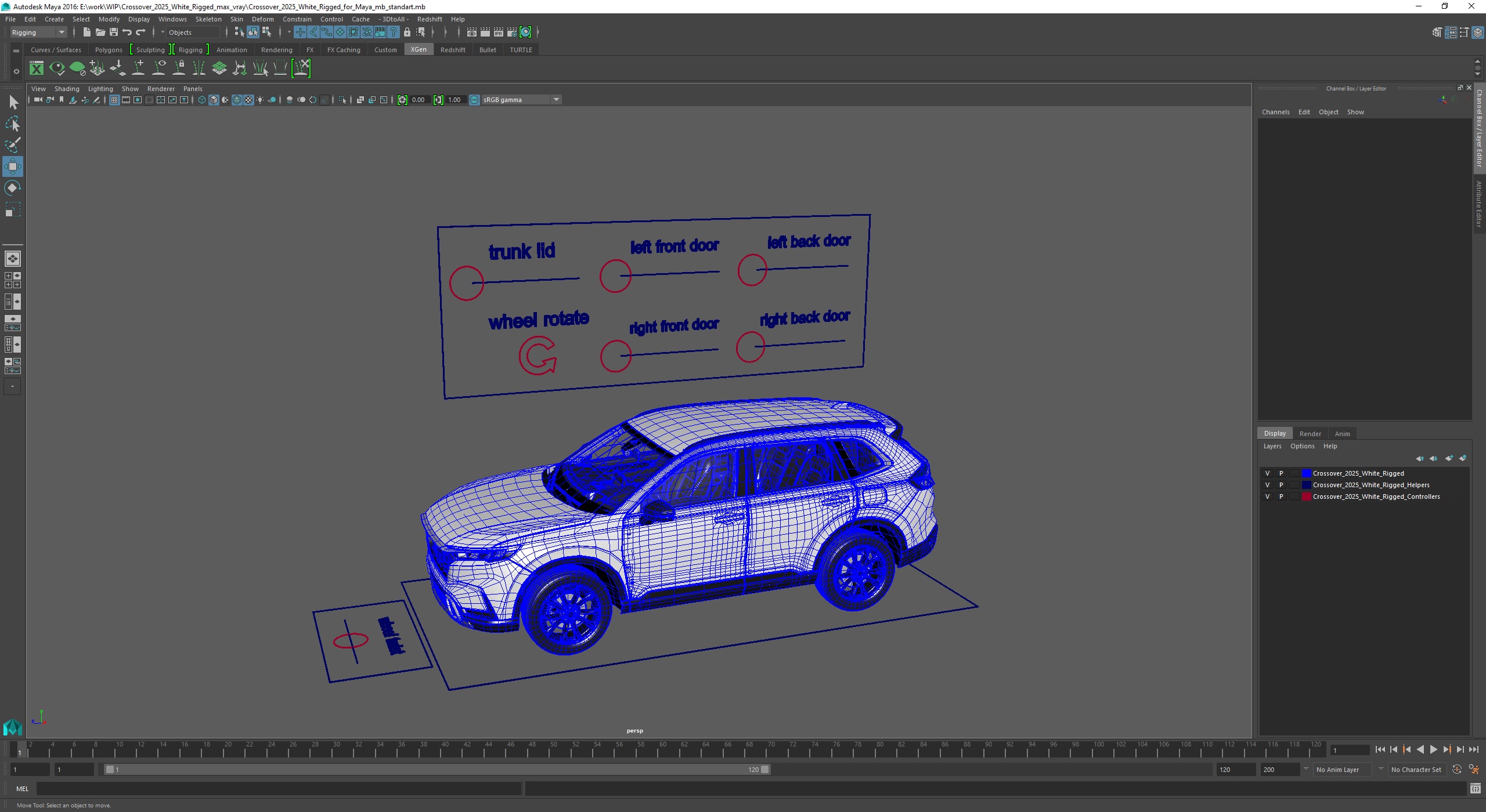3D Crossover 2025 White Rigged for Maya