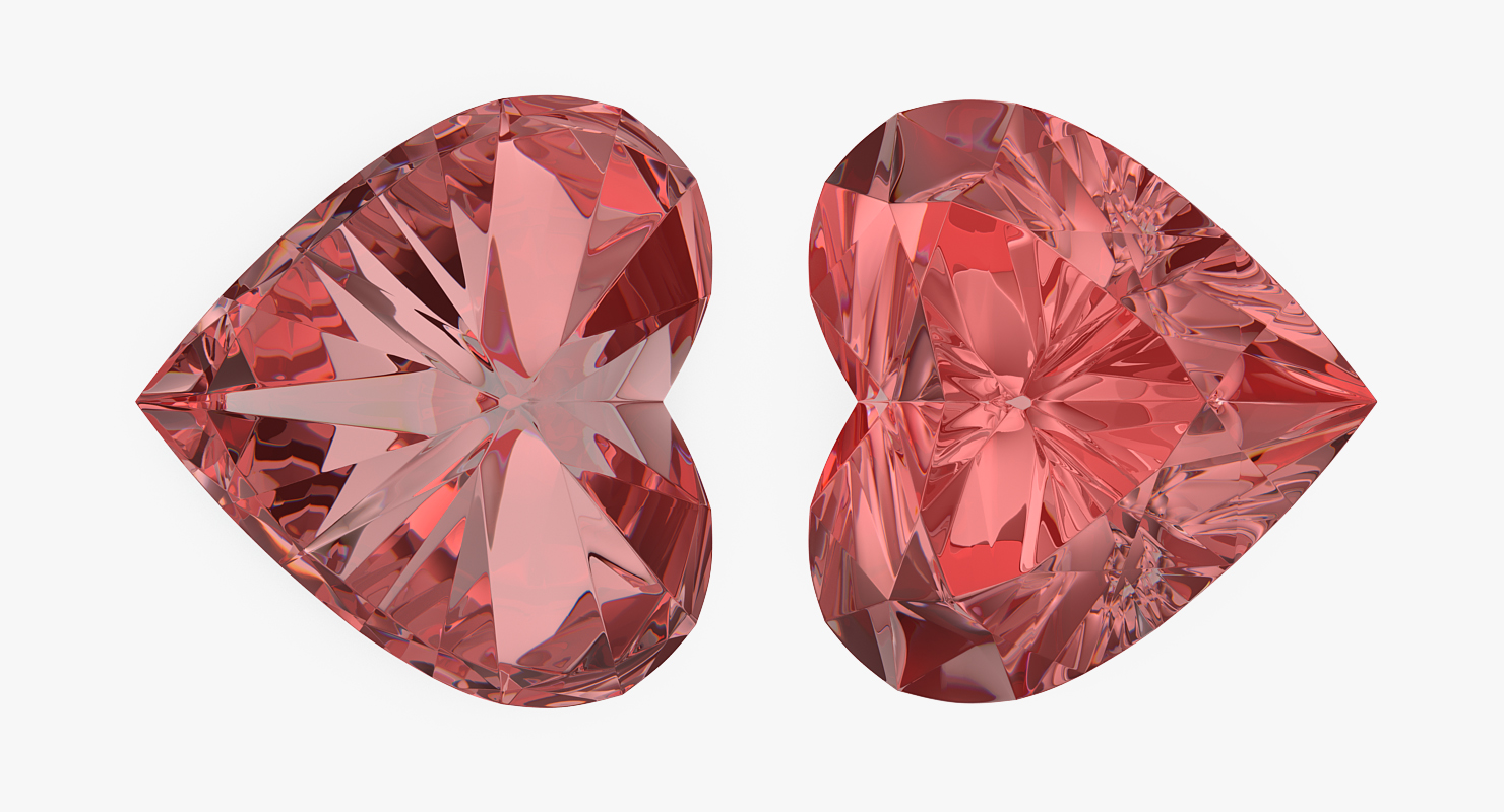 3D Diamond Hearts Set model