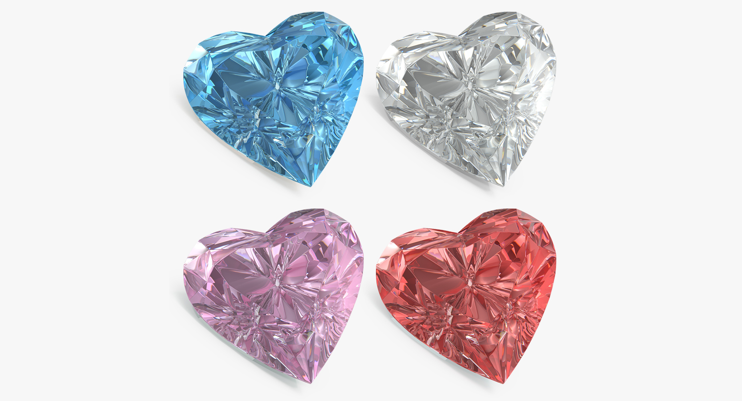 3D Diamond Hearts Set model