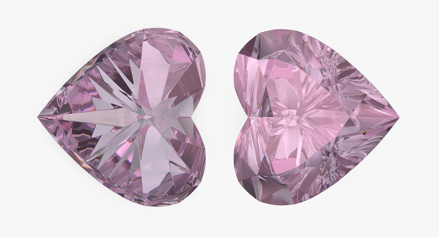 3D Diamond Hearts Set model