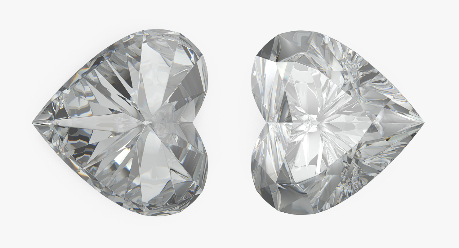 3D Diamond Hearts Set model