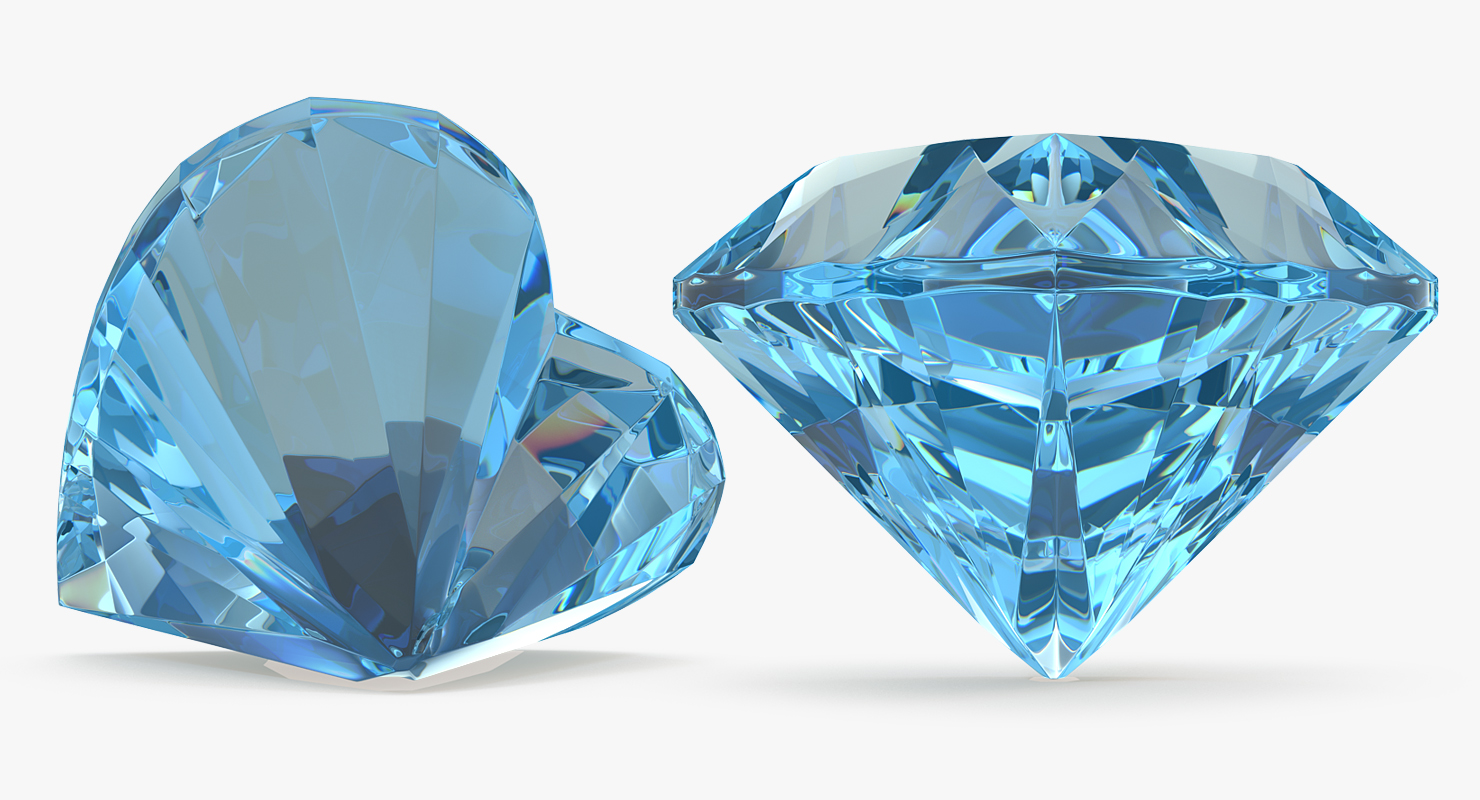 3D Diamond Hearts Set model