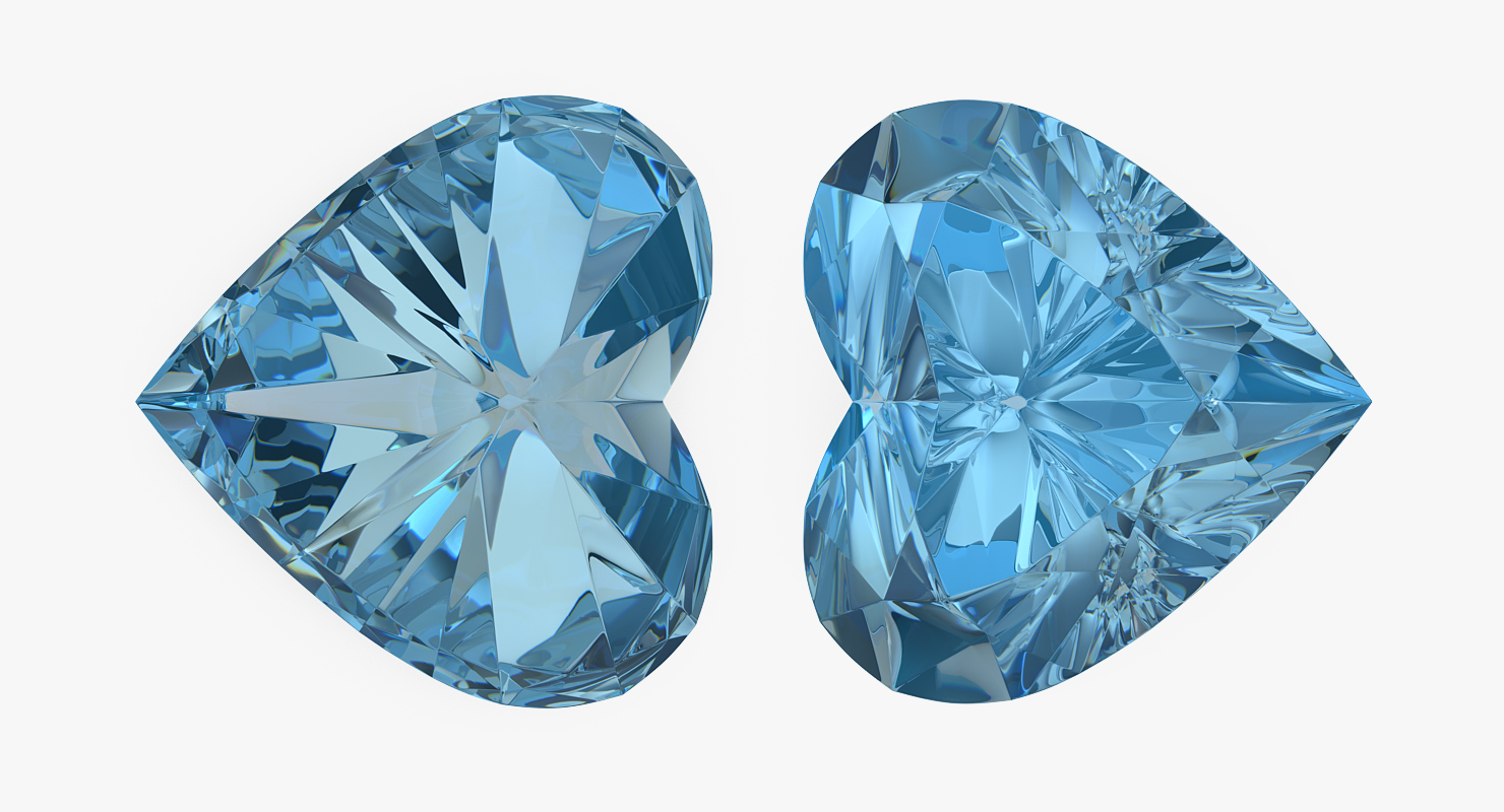 3D Diamond Hearts Set model