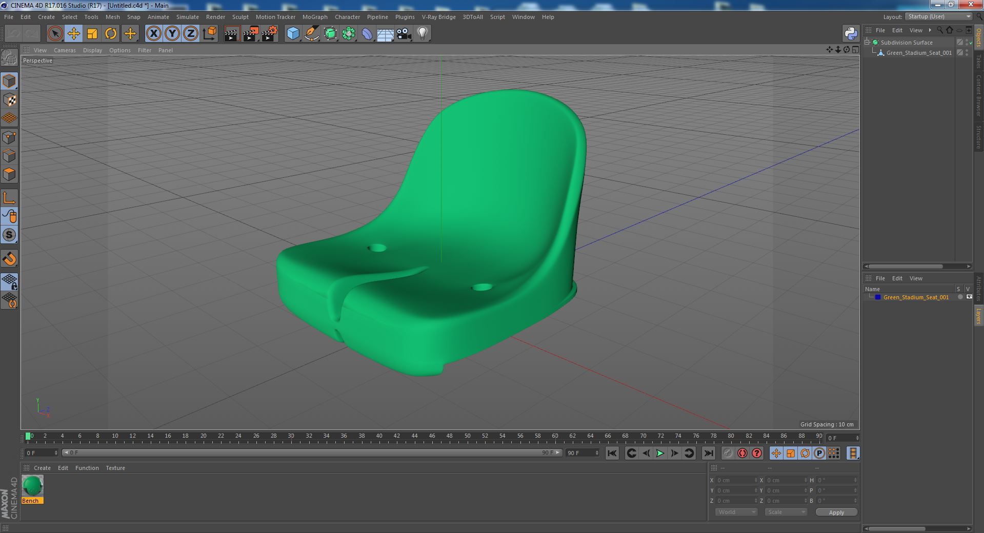 3D Green Stadium Seat model