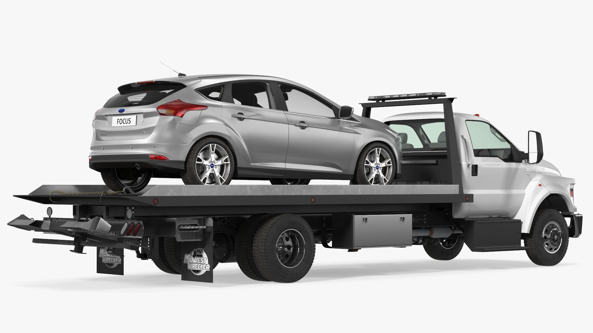 Ford F650 Tow Truck with Ford Focus Rigged 3D