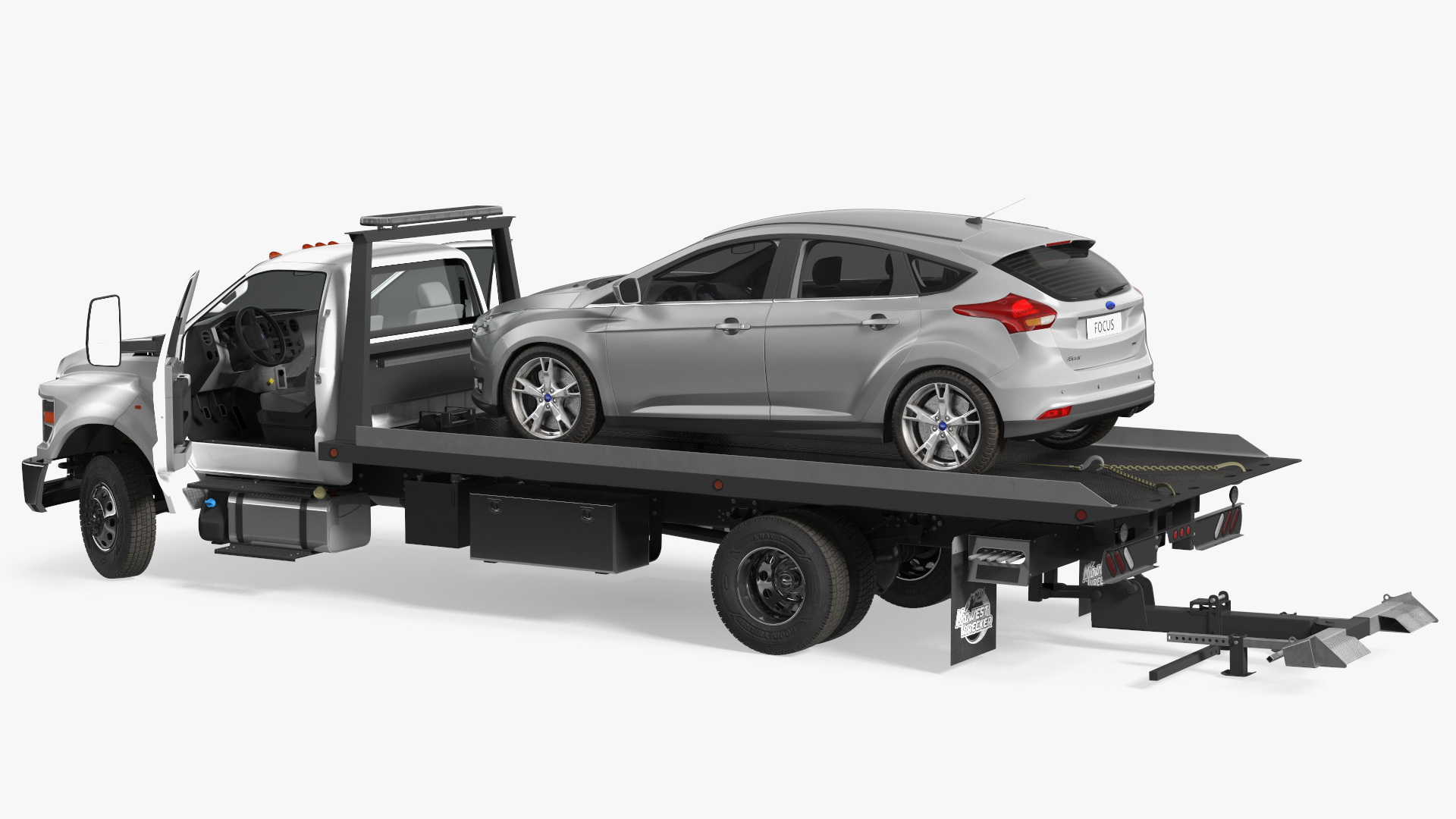 Ford F650 Tow Truck with Ford Focus Rigged 3D