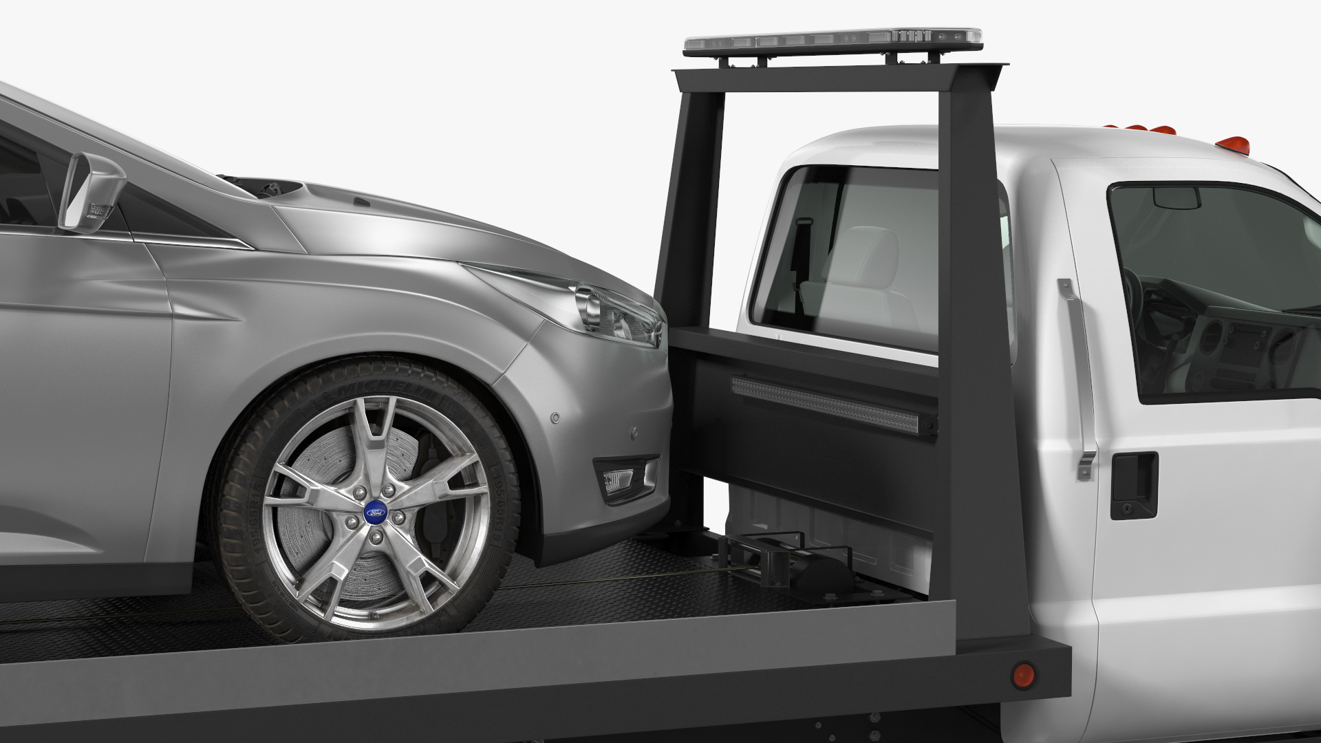 Ford F650 Tow Truck with Ford Focus Rigged 3D
