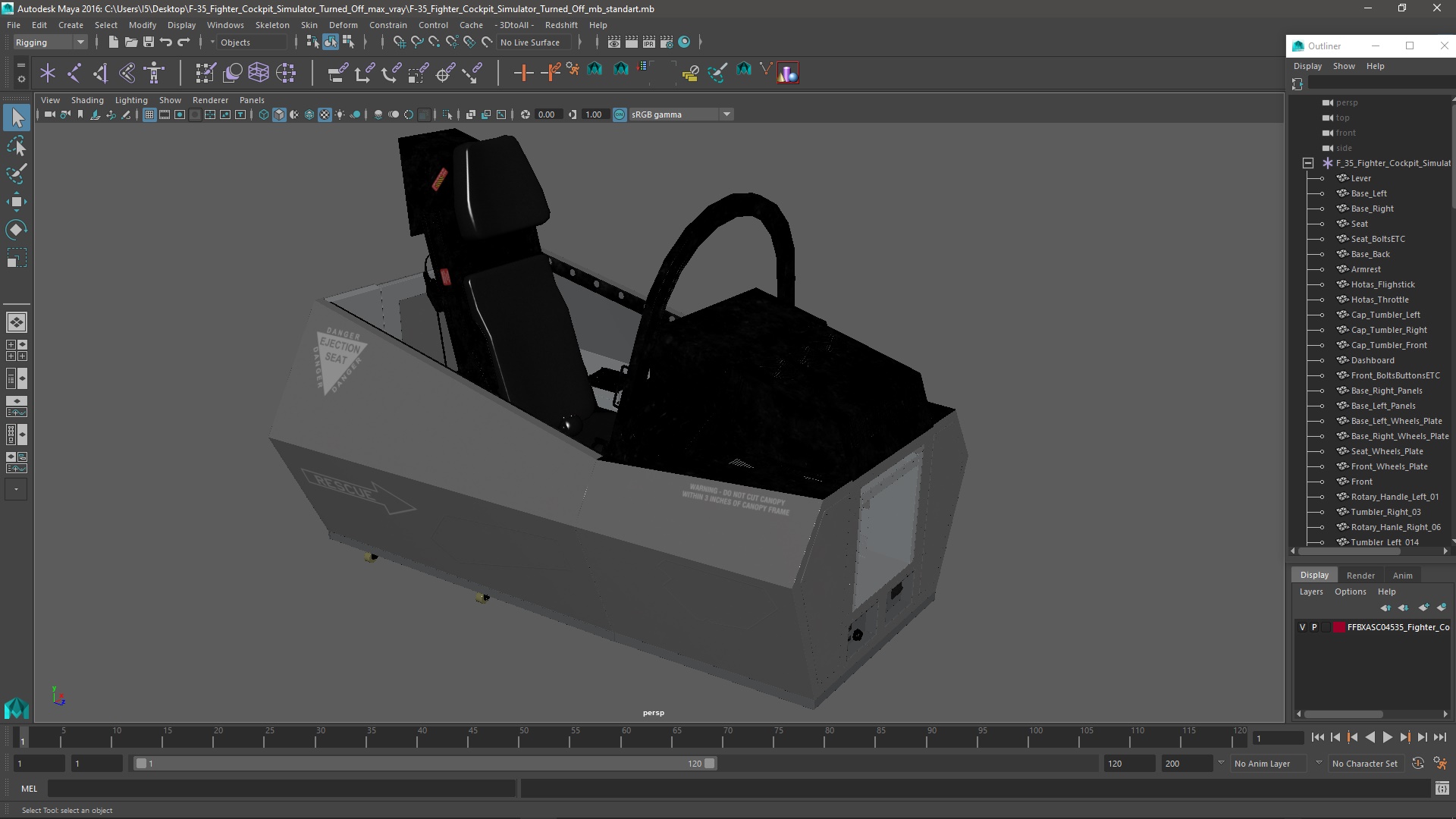 3D F-35 Fighter Cockpit Simulator Turned Off