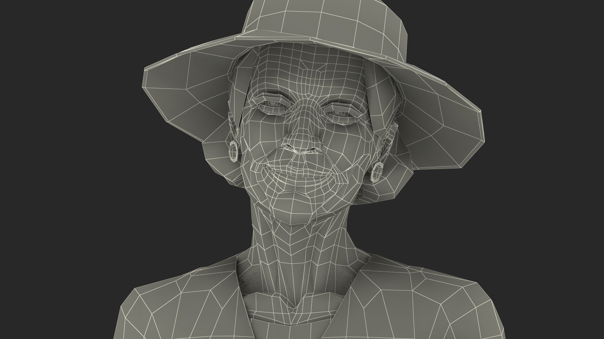 Old Lady wearing Casual Party Dress Rigged 3D