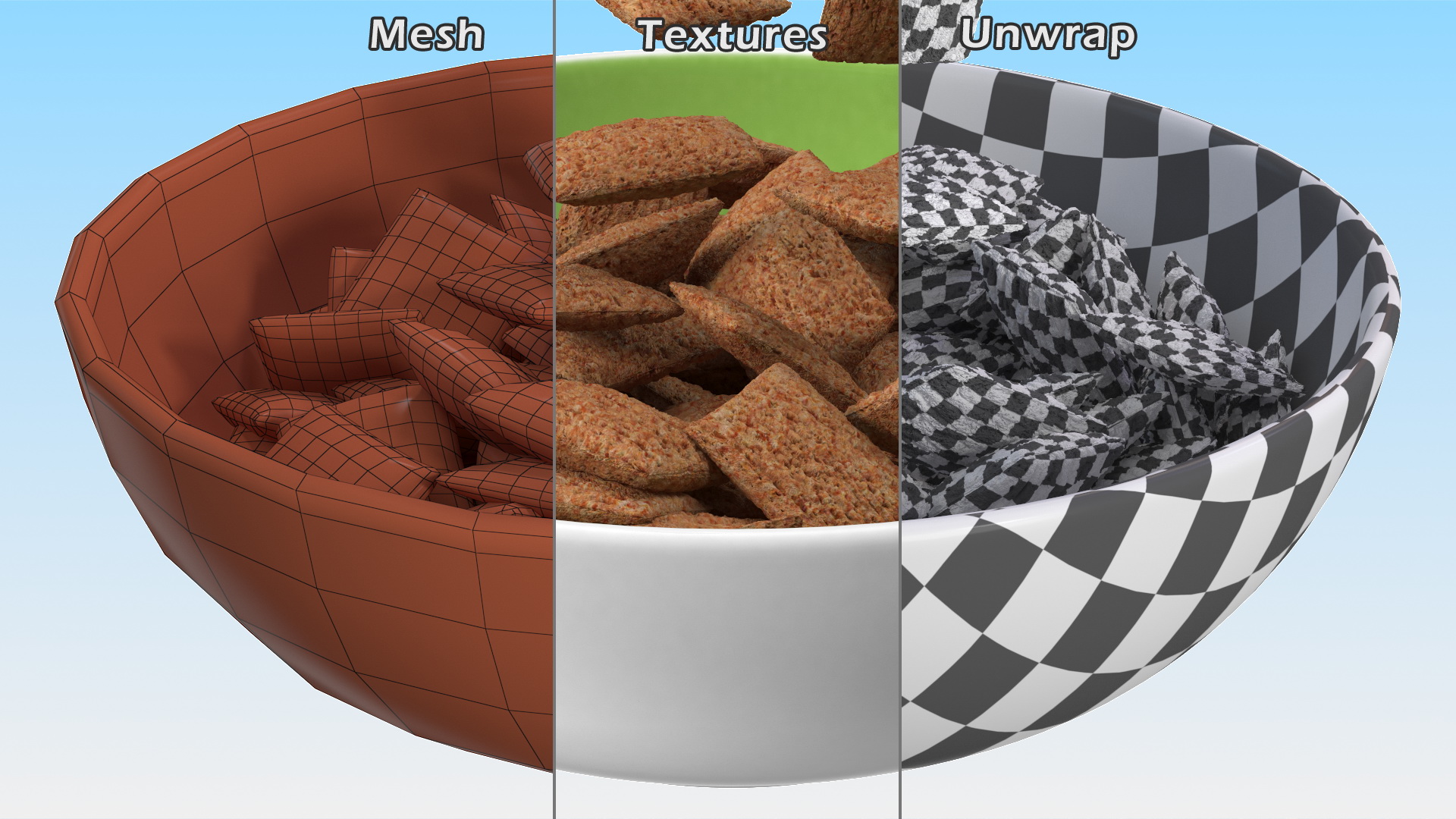 Chocolate Cereal Pillows Falling into Bowl 3D
