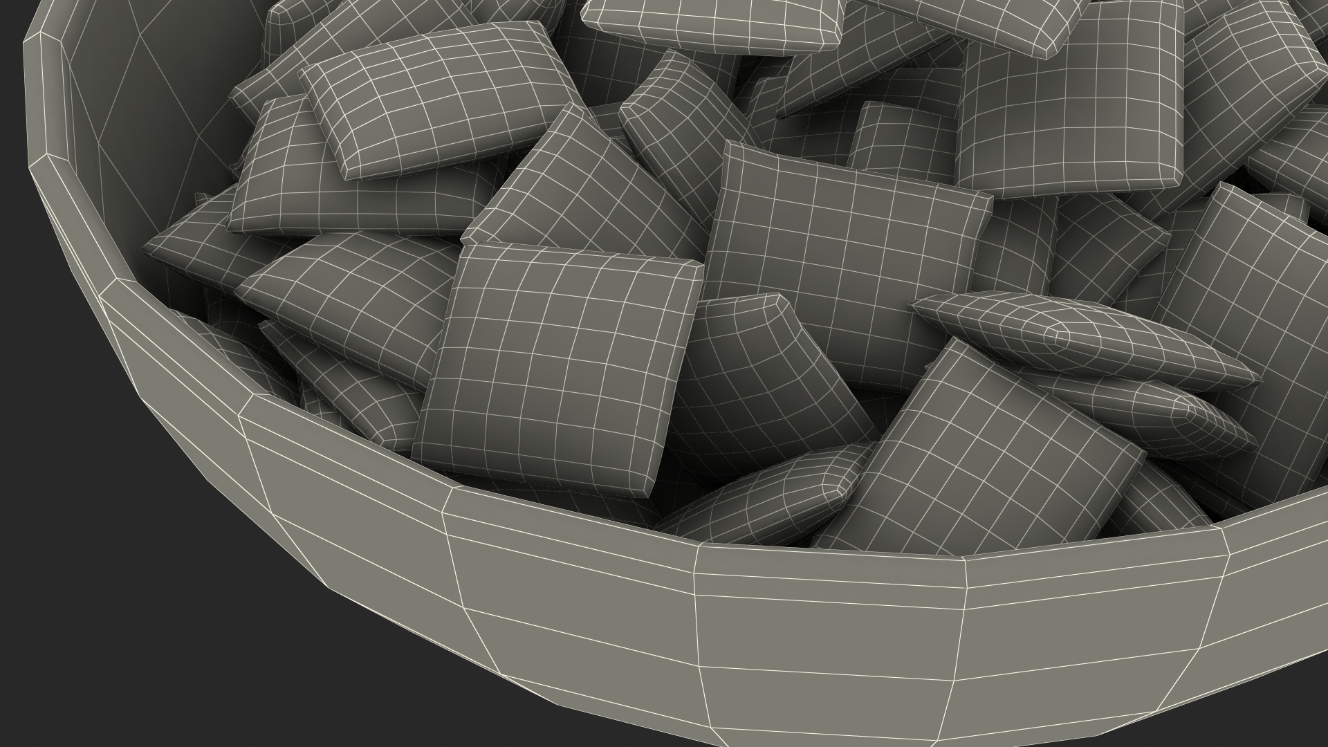 Chocolate Cereal Pillows Falling into Bowl 3D