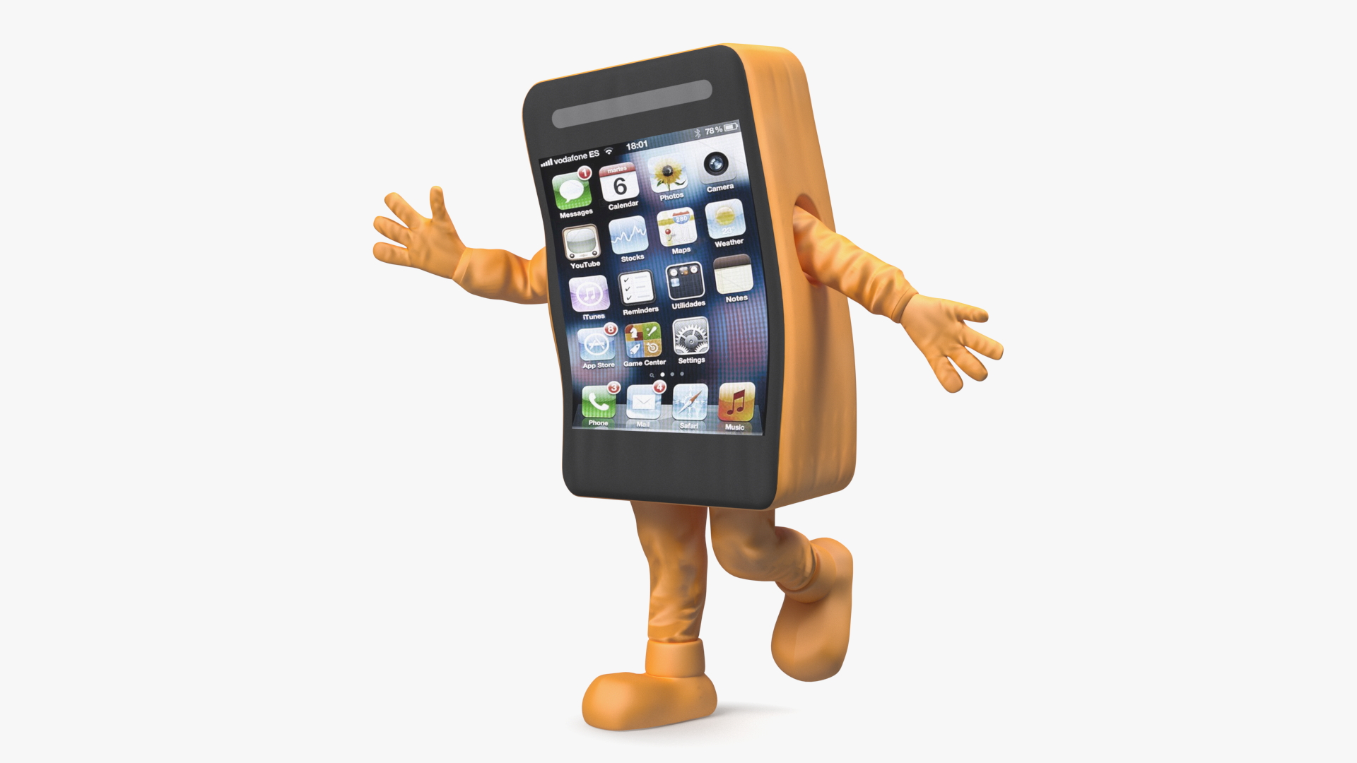 Advertising Costume IPhone Orange Rigged for Cinema 4D 3D model